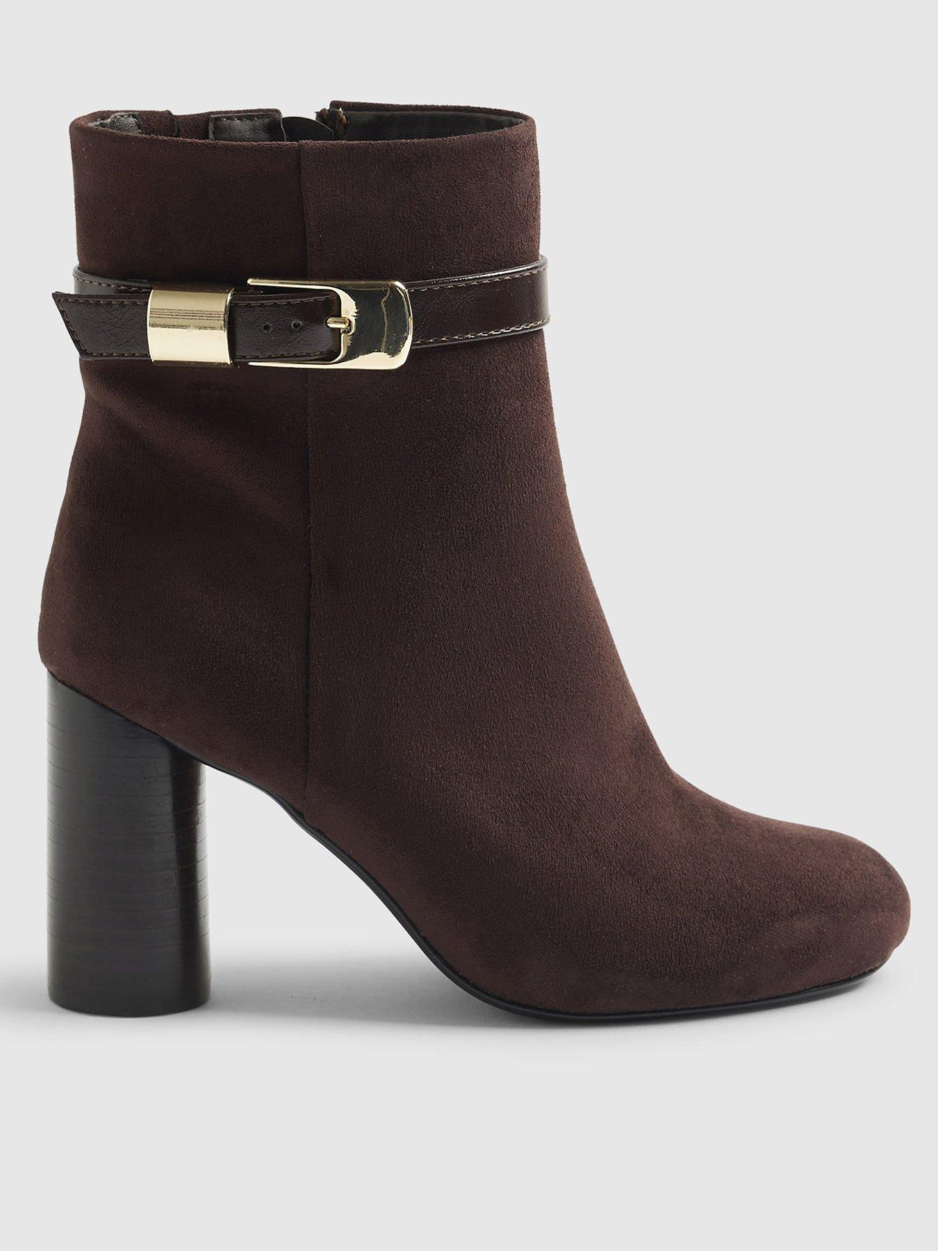 River Island Round Heeled Buckle Boot - Brown