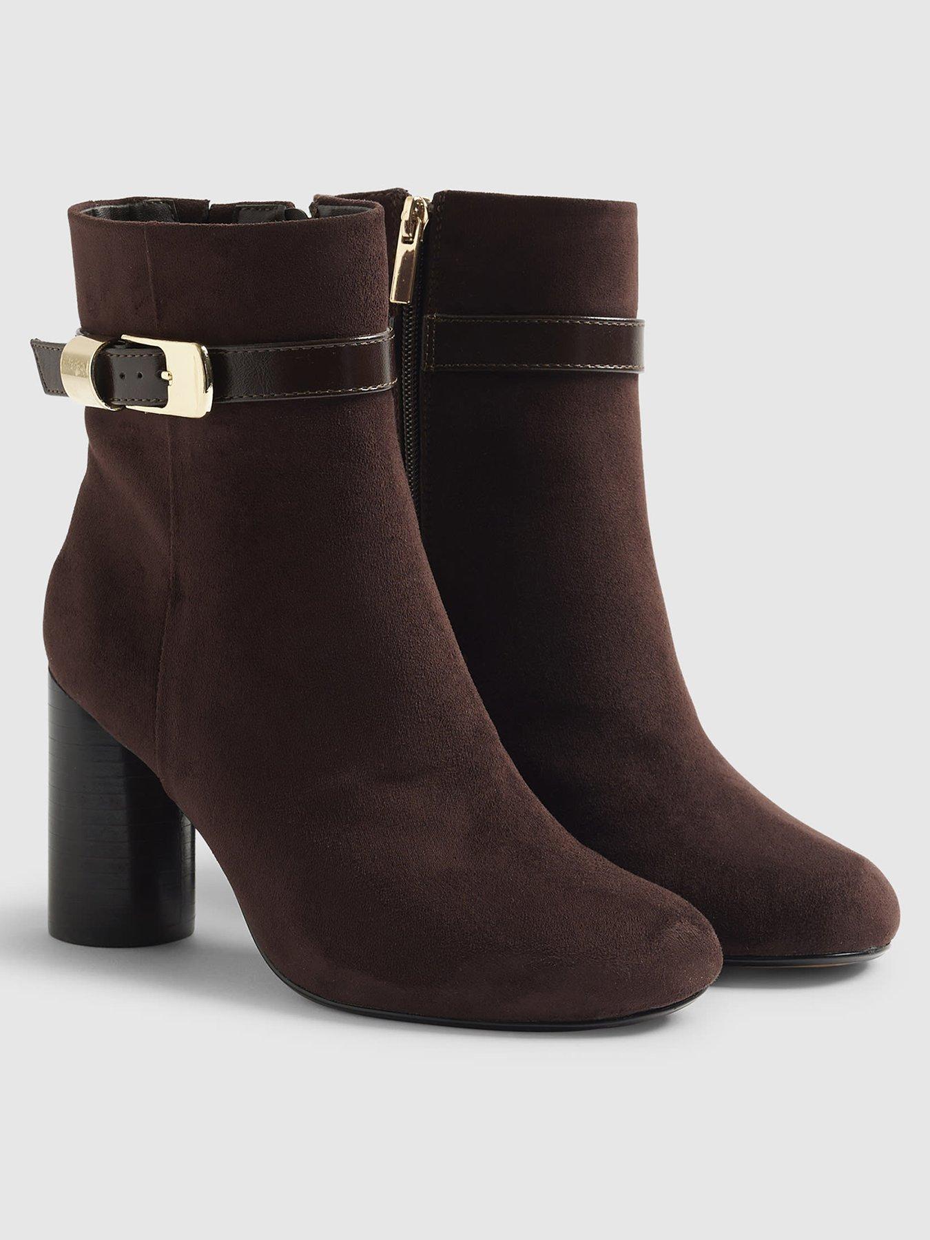 Image 2 of 5 of River Island Round Heeled Buckle Boot - Brown