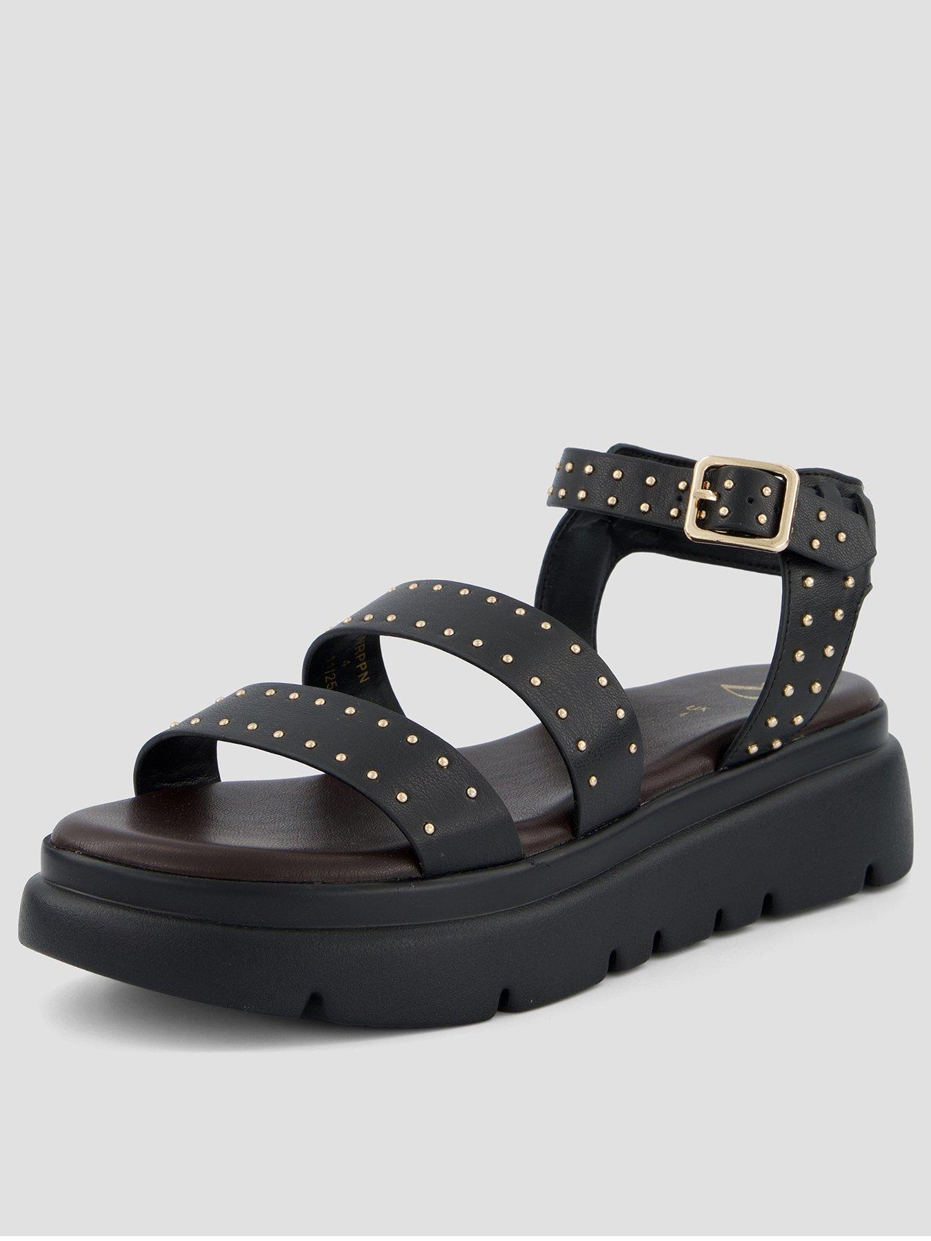 The Very Collection Studded Gladiator Chunky Sandal - Black