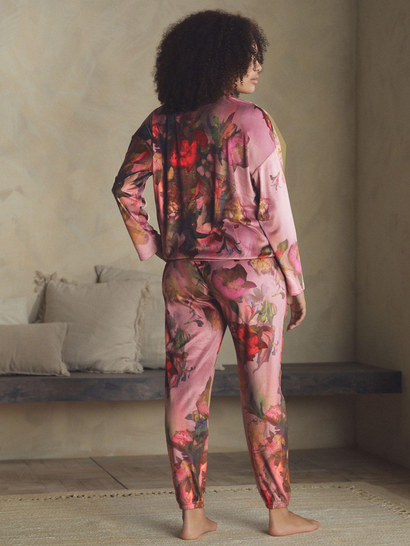 Image 2 of 6 of B By Ted Baker Cosy Floral Velour Pyjama Set - Pink