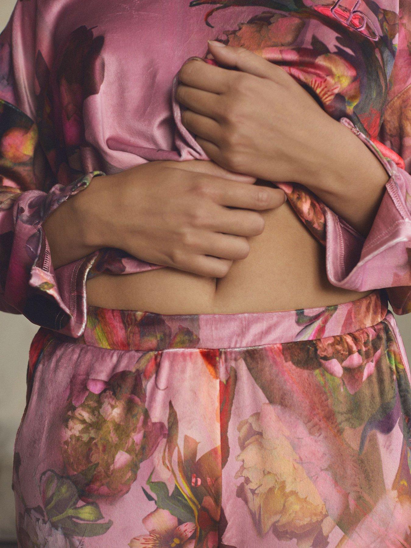 Image 5 of 6 of B By Ted Baker Cosy Floral Velour Pyjama Set - Pink
