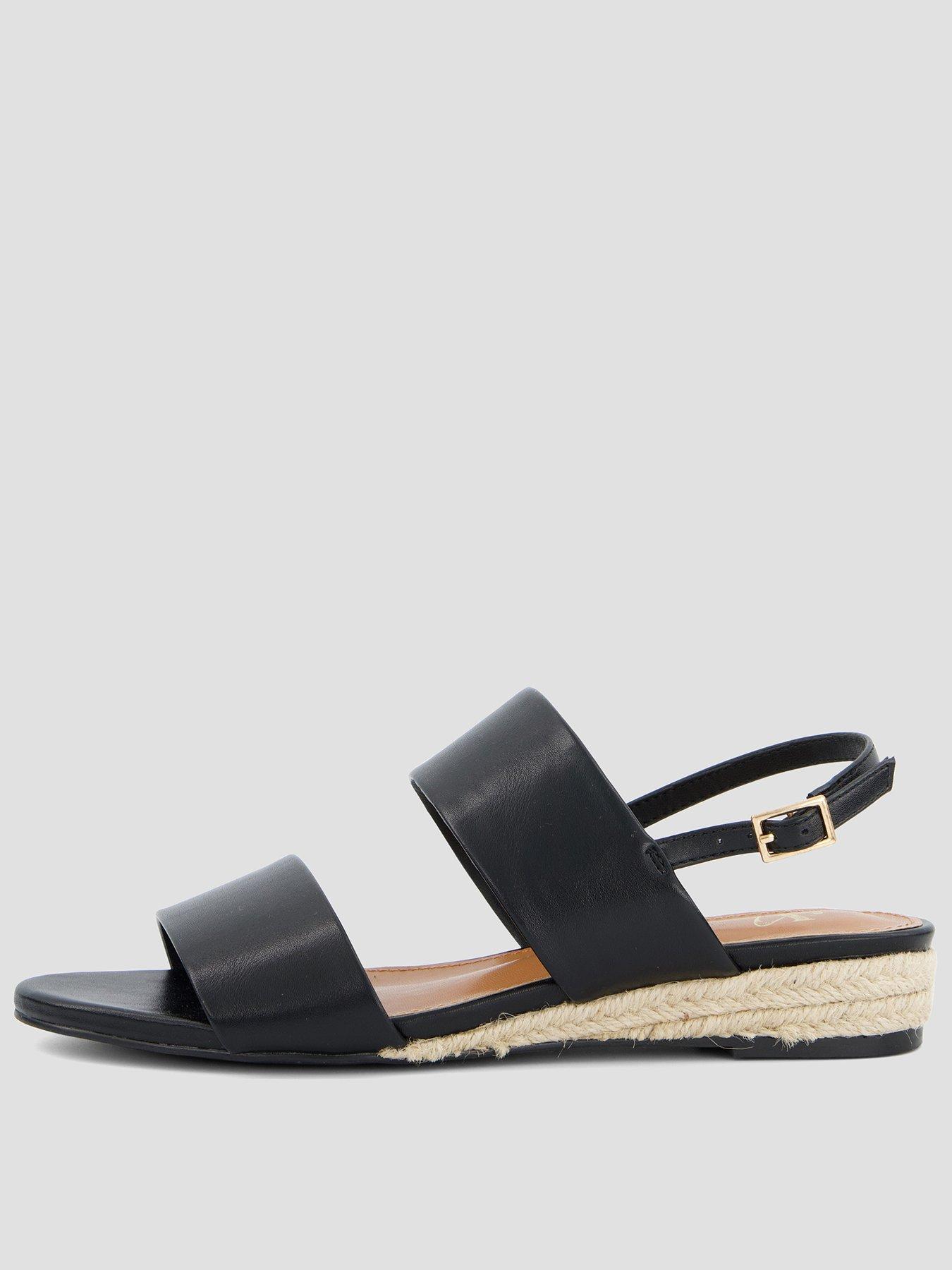 The Very Collection Low Strappy Wedge Sandal - Black