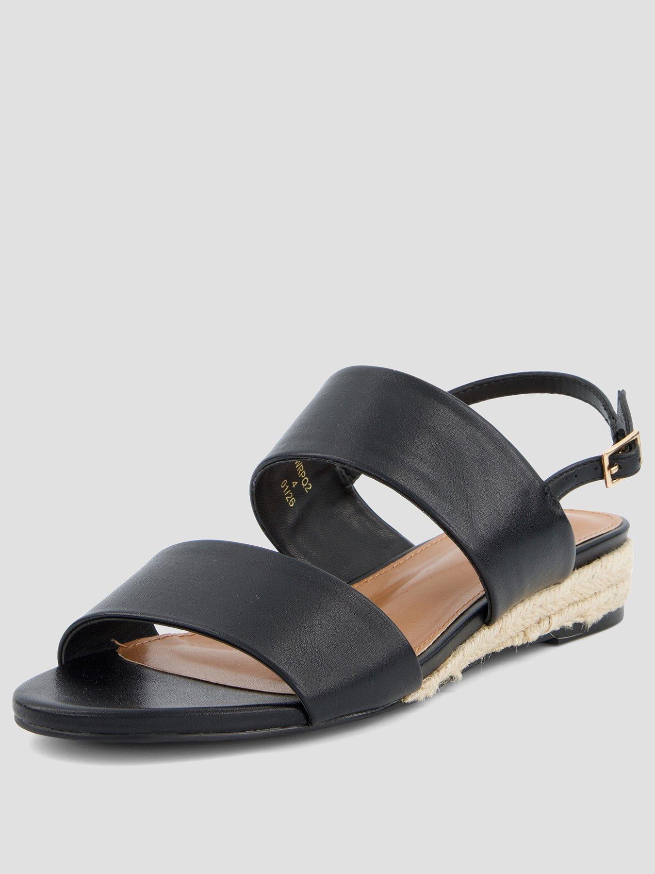 Image 2 of 7 of The Very Collection Low Strappy Wedge Sandal - Black
