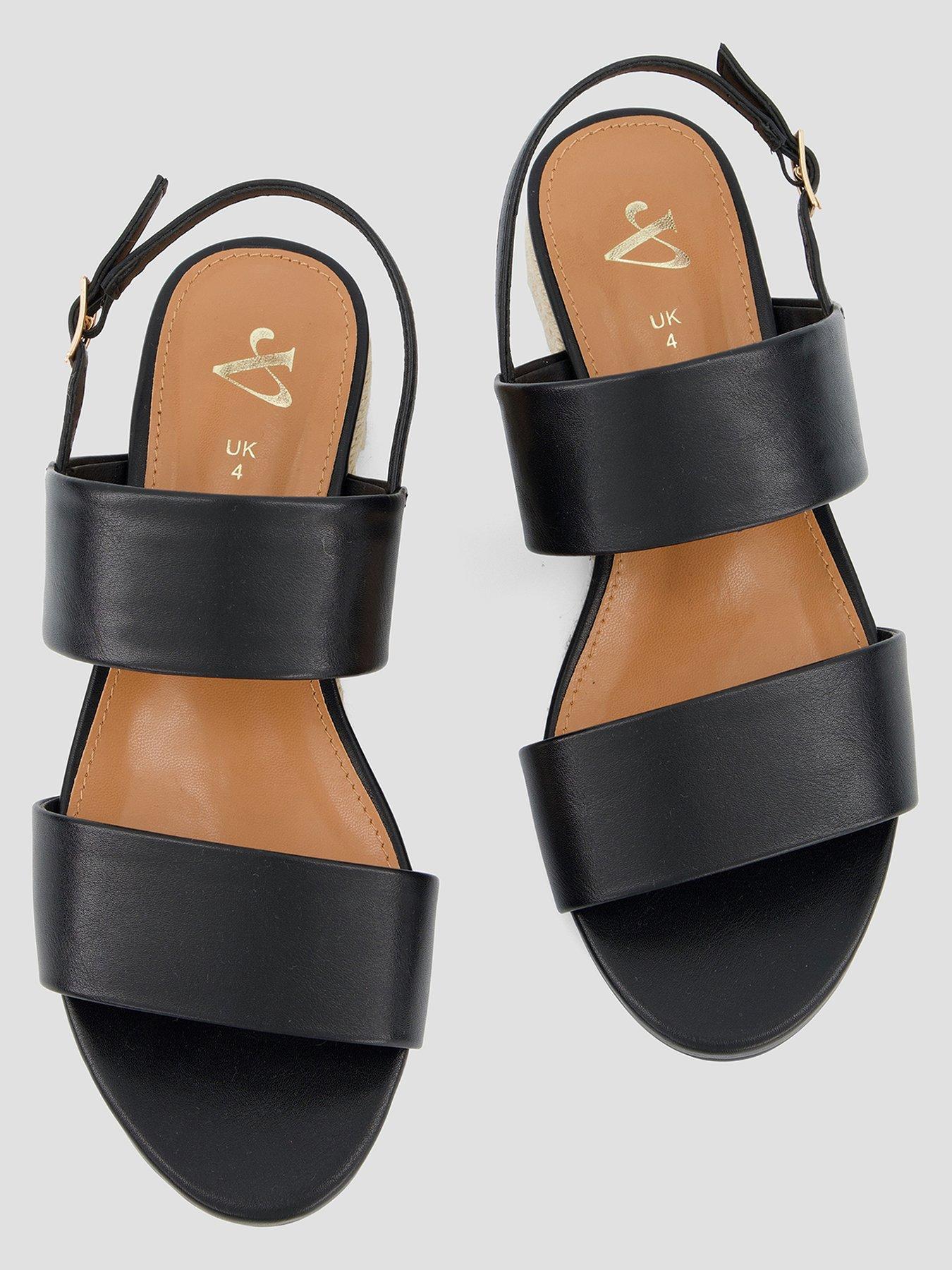 Image 3 of 7 of The Very Collection Low Strappy Wedge Sandal - Black