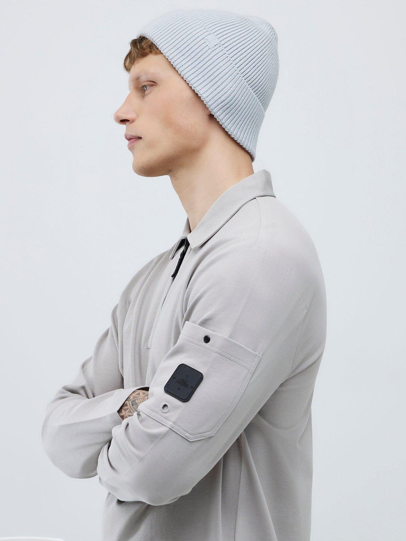 river-island-islandlong-sleeve-slim-fit-pocket-detail-zip-neck-polo-shirt-greyoutfit