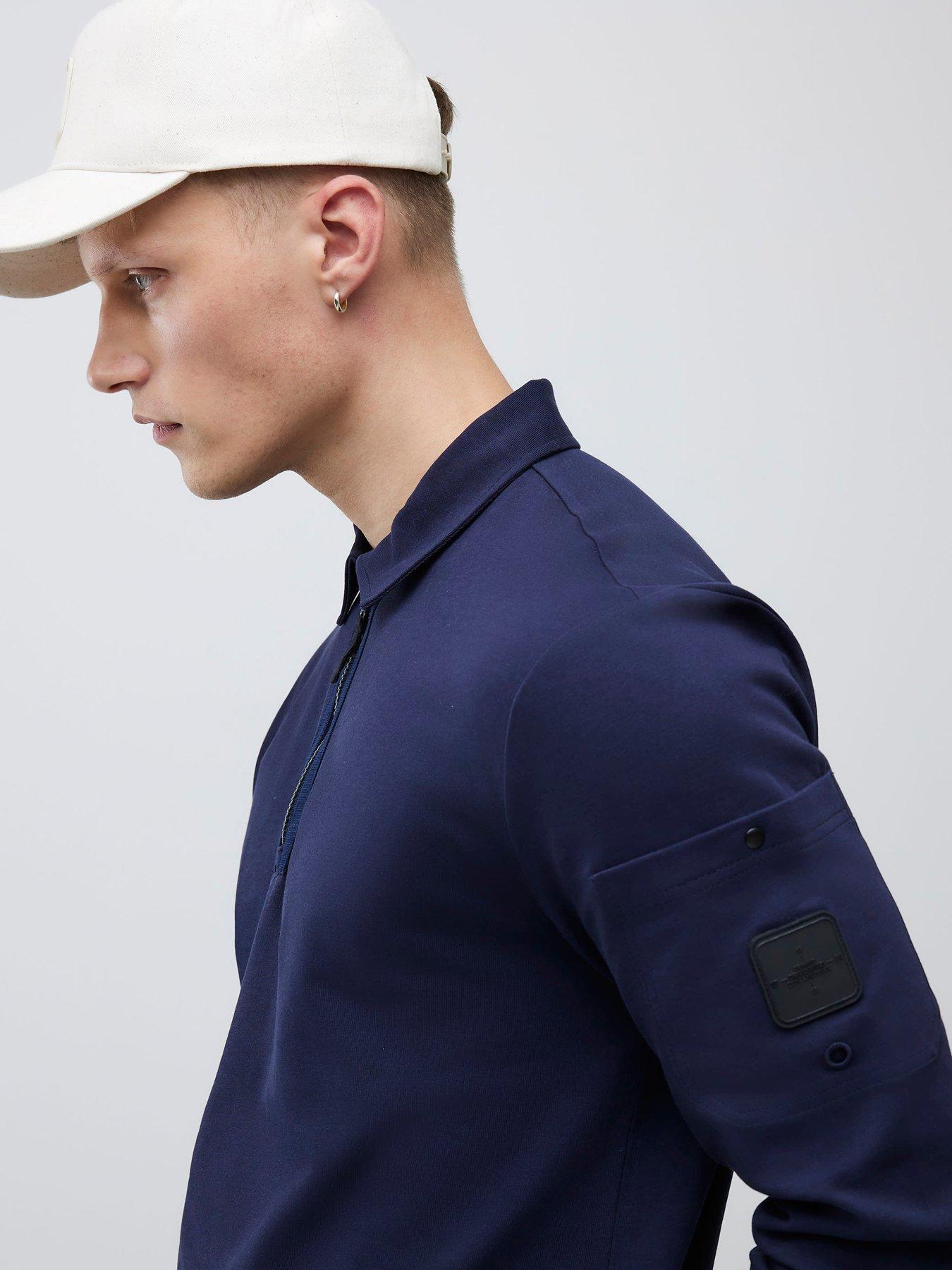 river-island-islandlong-sleeve-slim-fit-pocket-detail-zip-neck-polo-shirt-navyoutfit