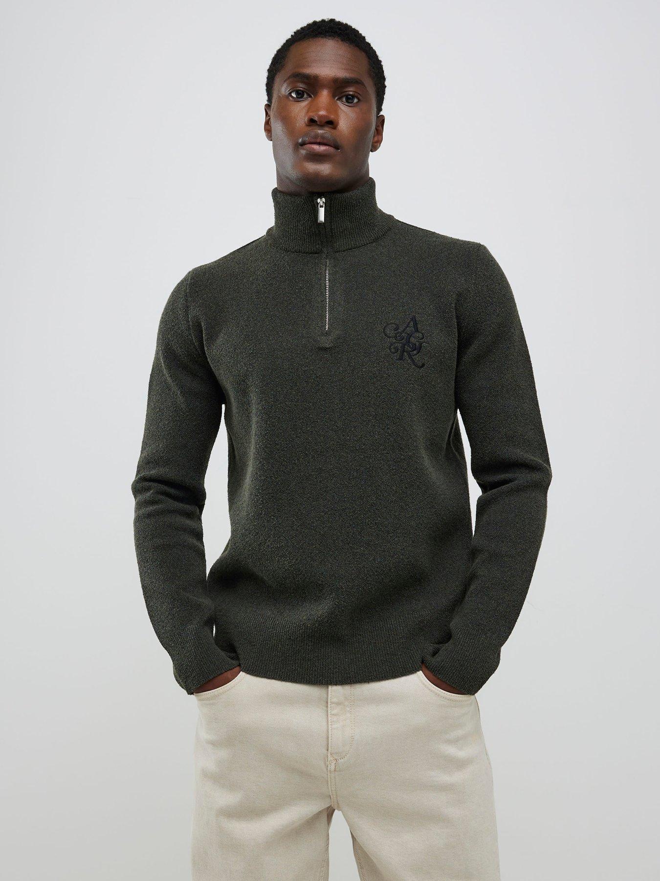 river-island-boucle-half-zip-knitted-jumper-whitefront