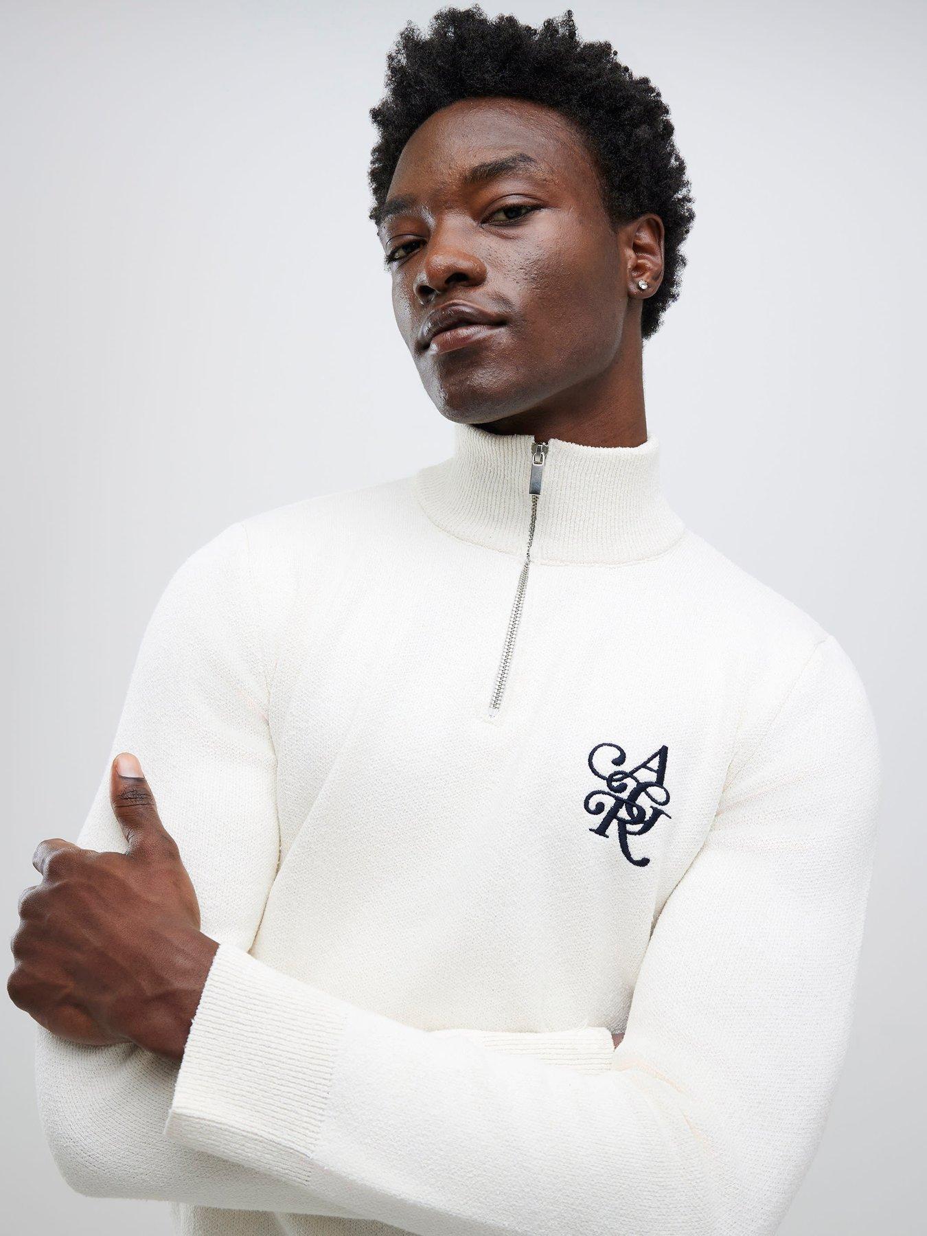 river-island-boucle-half-zip-knitted-jumper-whiteoutfit
