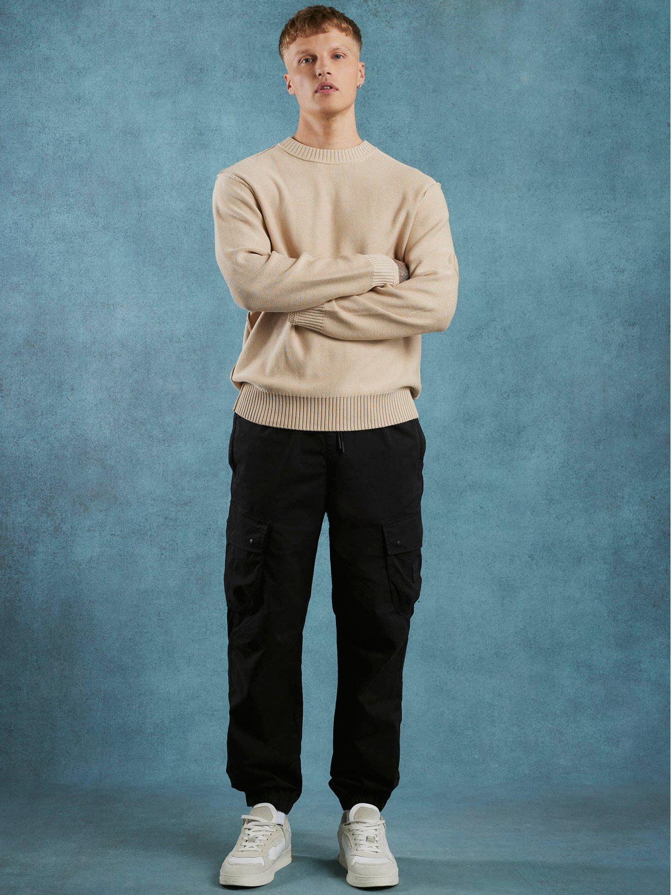 Image 1 of 4 of River Island Dixon Regular Fit Cargo Pants - Black