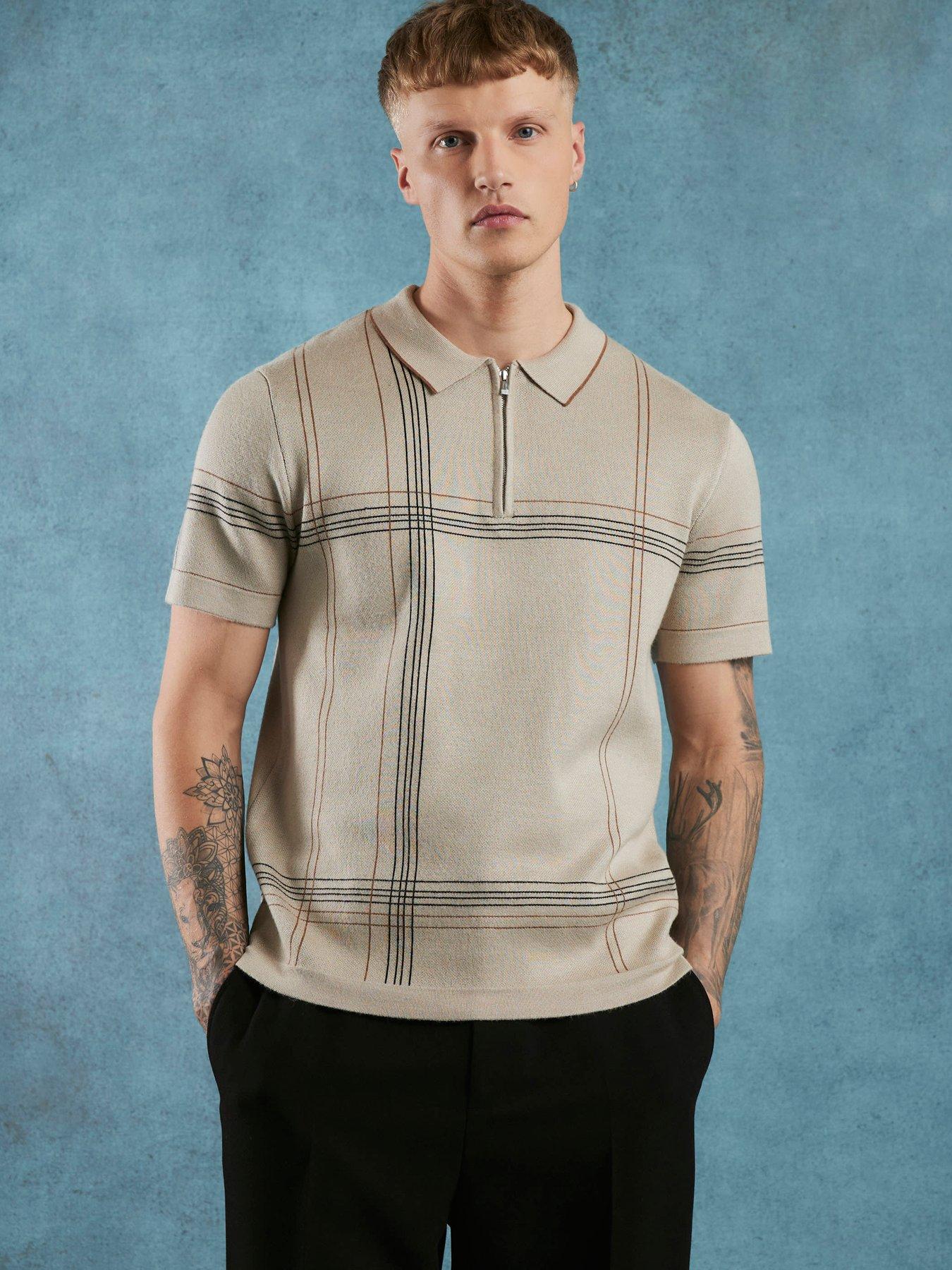 river-island-abstract-check-polo-shirt-cream