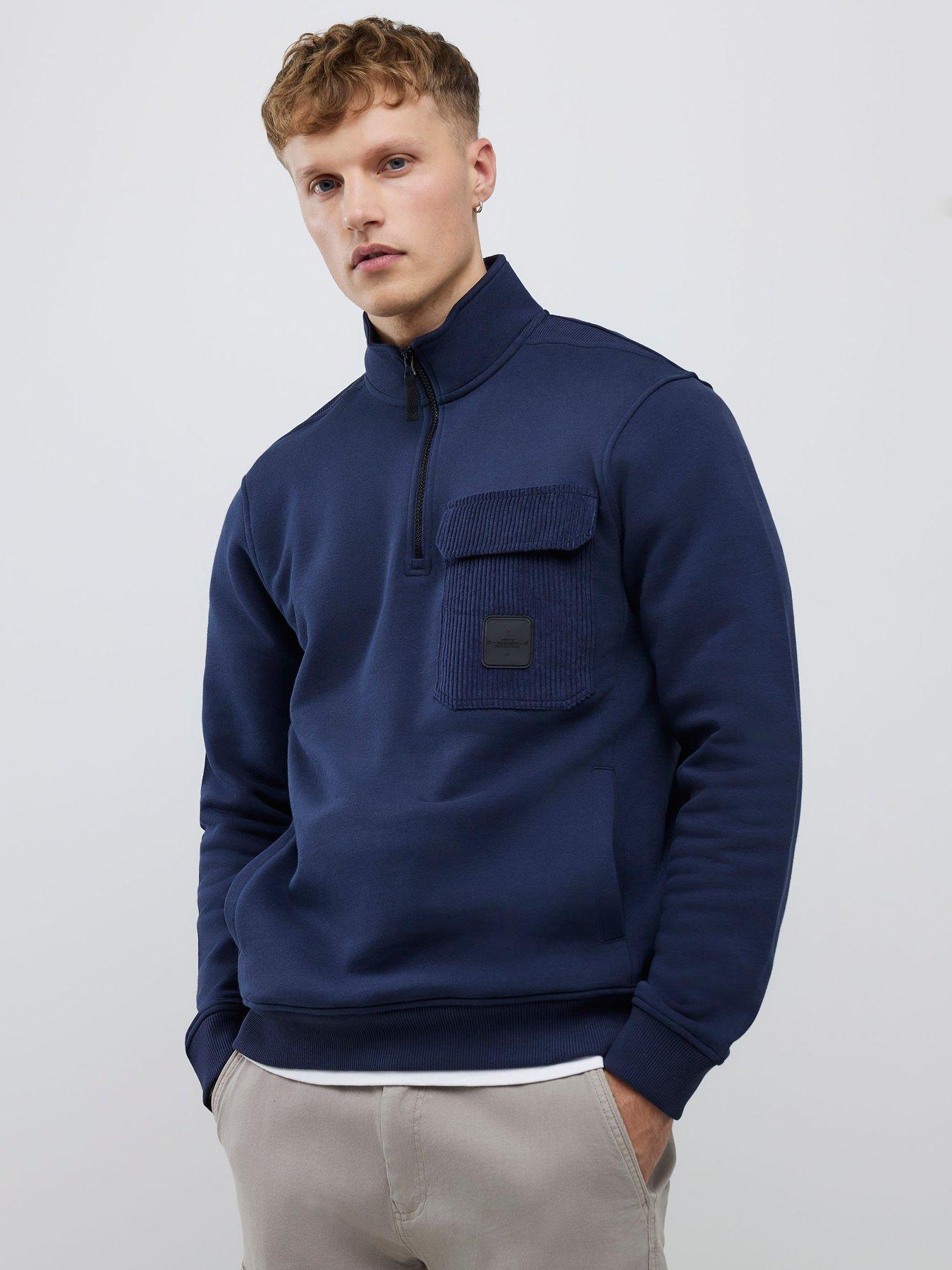 river-island-cord-pocket-12-zip-sweatshirt-navy