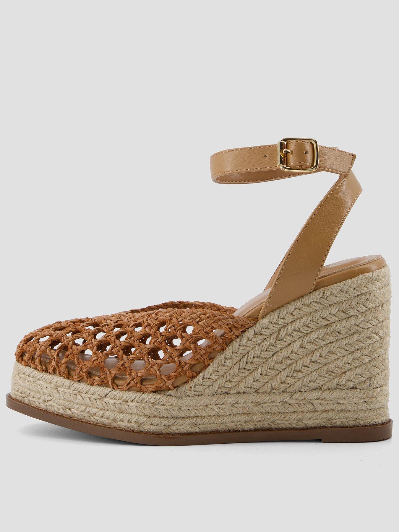 The Very Collection Raffia Crochet Close Toe Wedge Shoe
