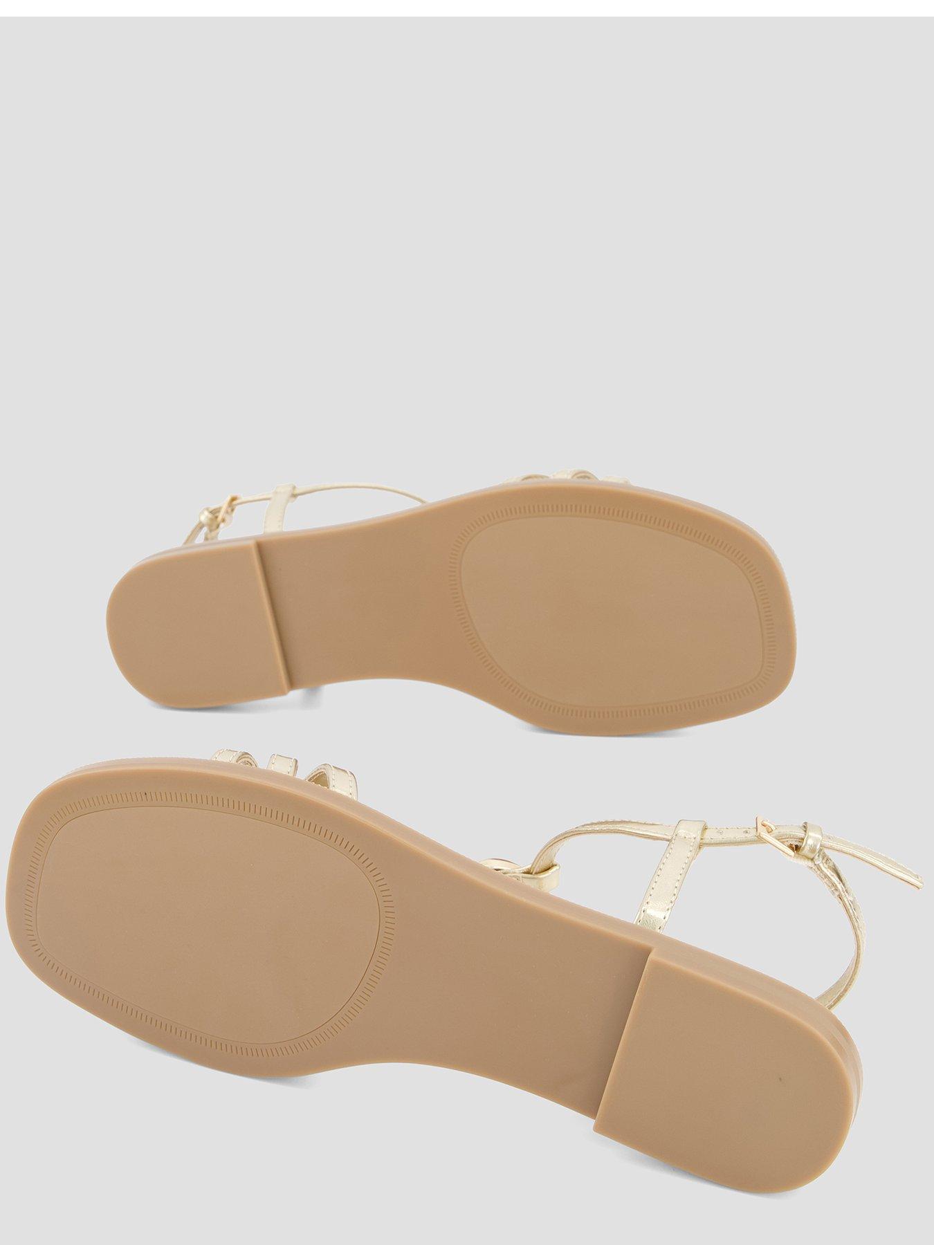 Image 4 of 7 of The Very Collection Wide Fit Shell Embellished Flat Sandal - Gold