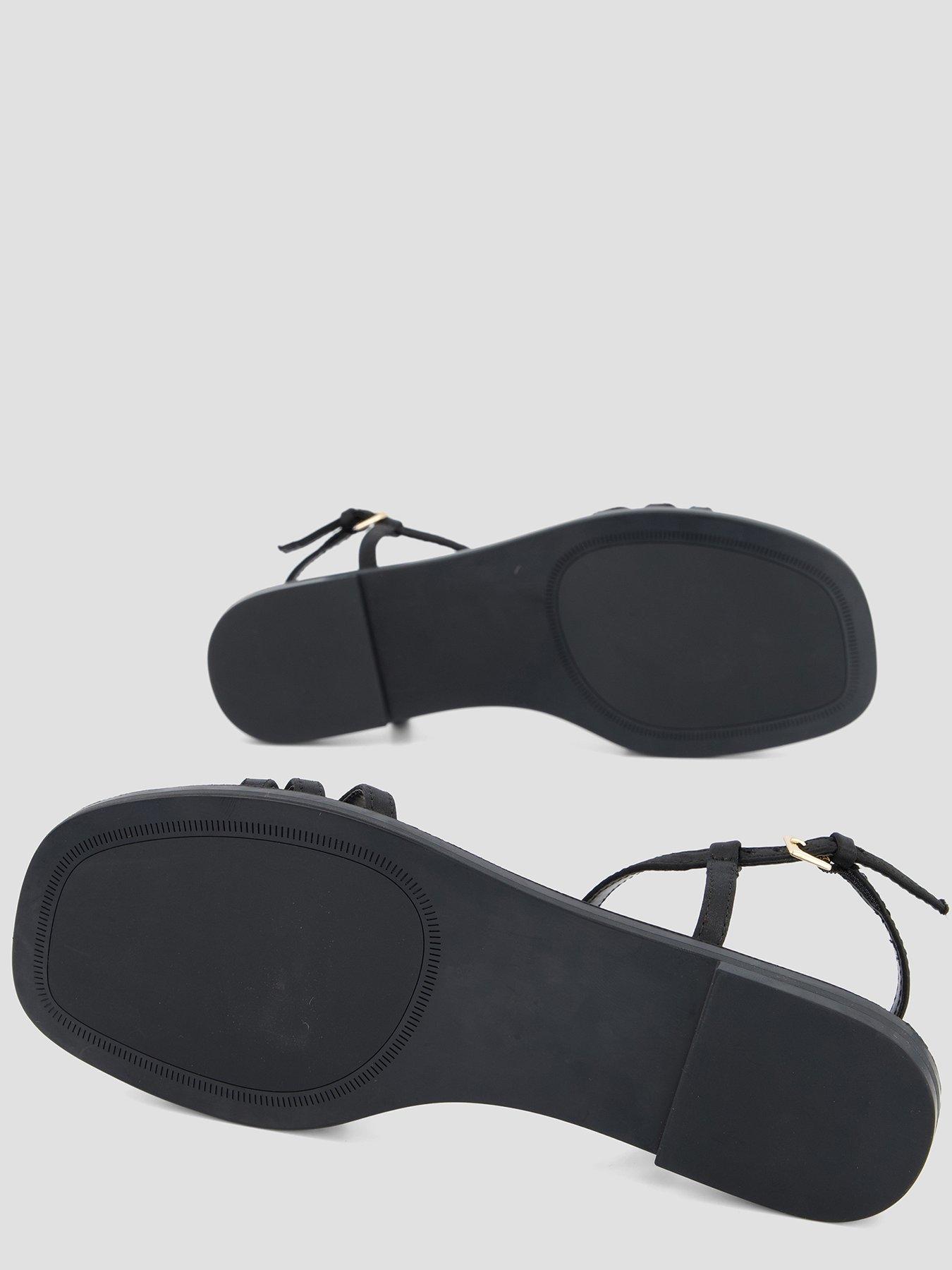 Image 4 of 7 of The Very Collection Wide Fit Shell Embellied Flat Sandal