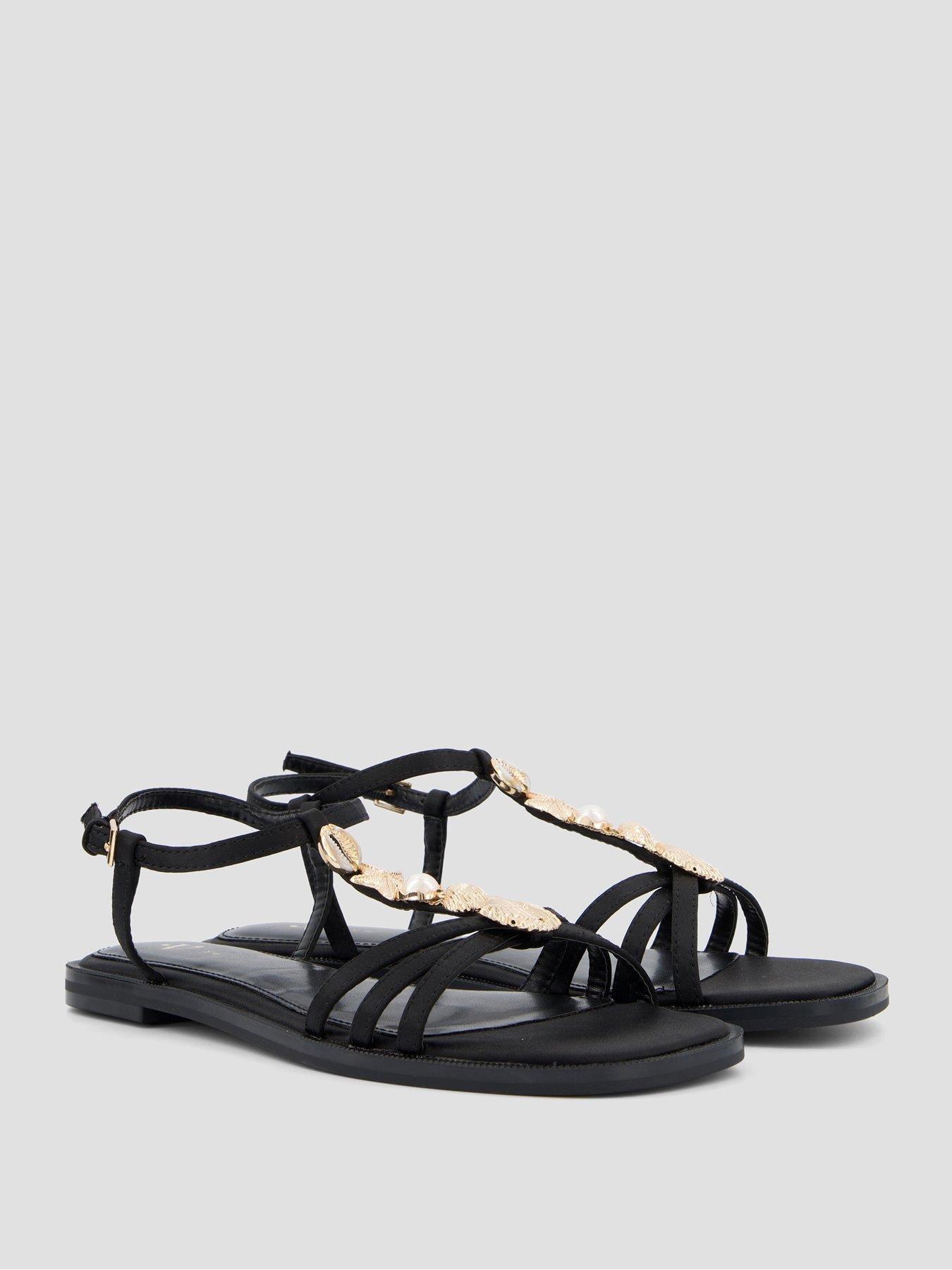 Image 6 of 7 of The Very Collection Wide Fit Shell Embellied Flat Sandal