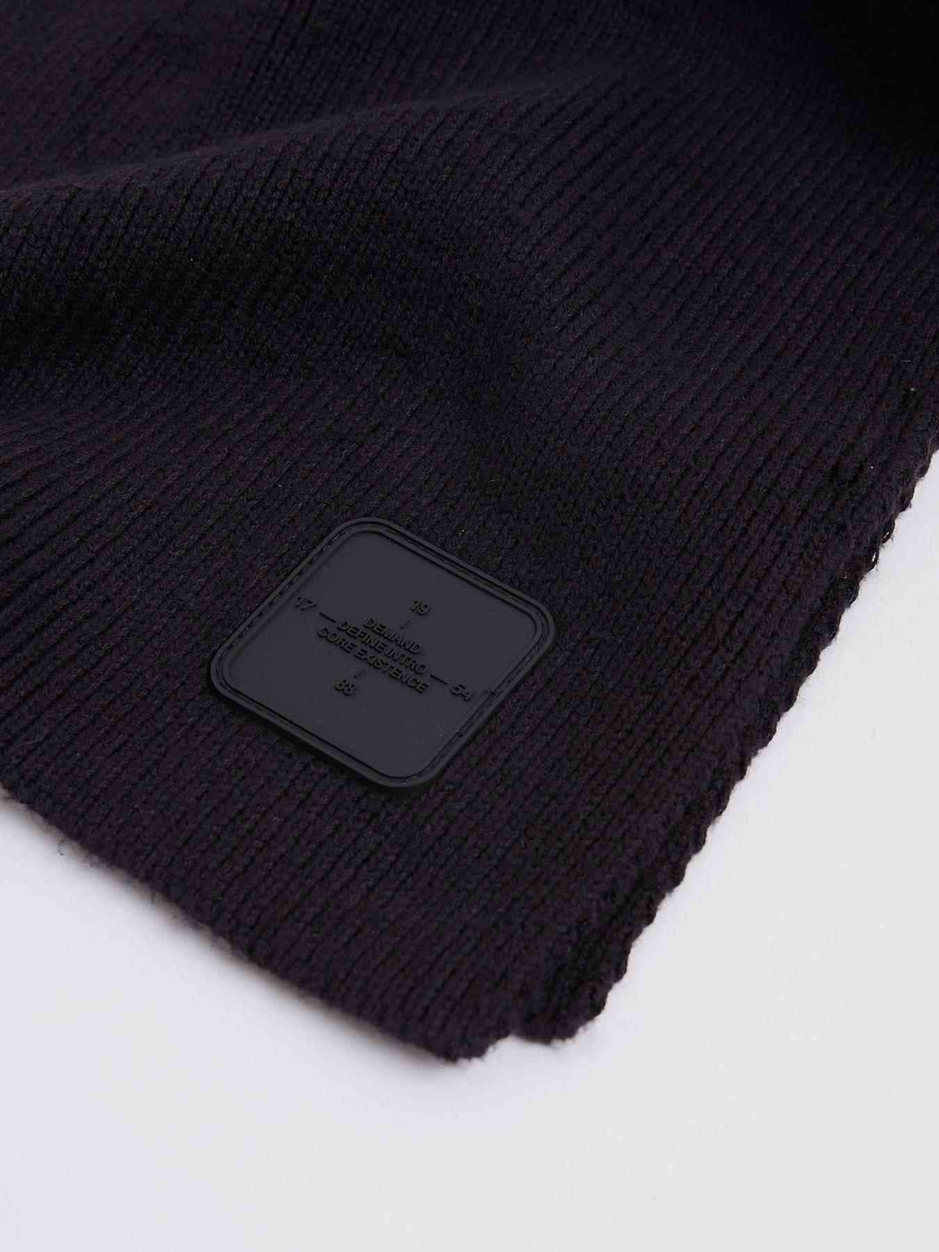 Image 2 of 3 of River Island Rubberised Badge Knitted Scarf - Black