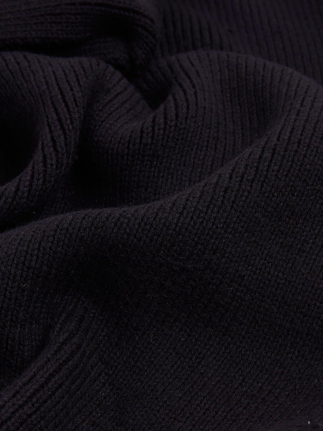 Image 3 of 3 of River Island Rubberised Badge Knitted Scarf - Black