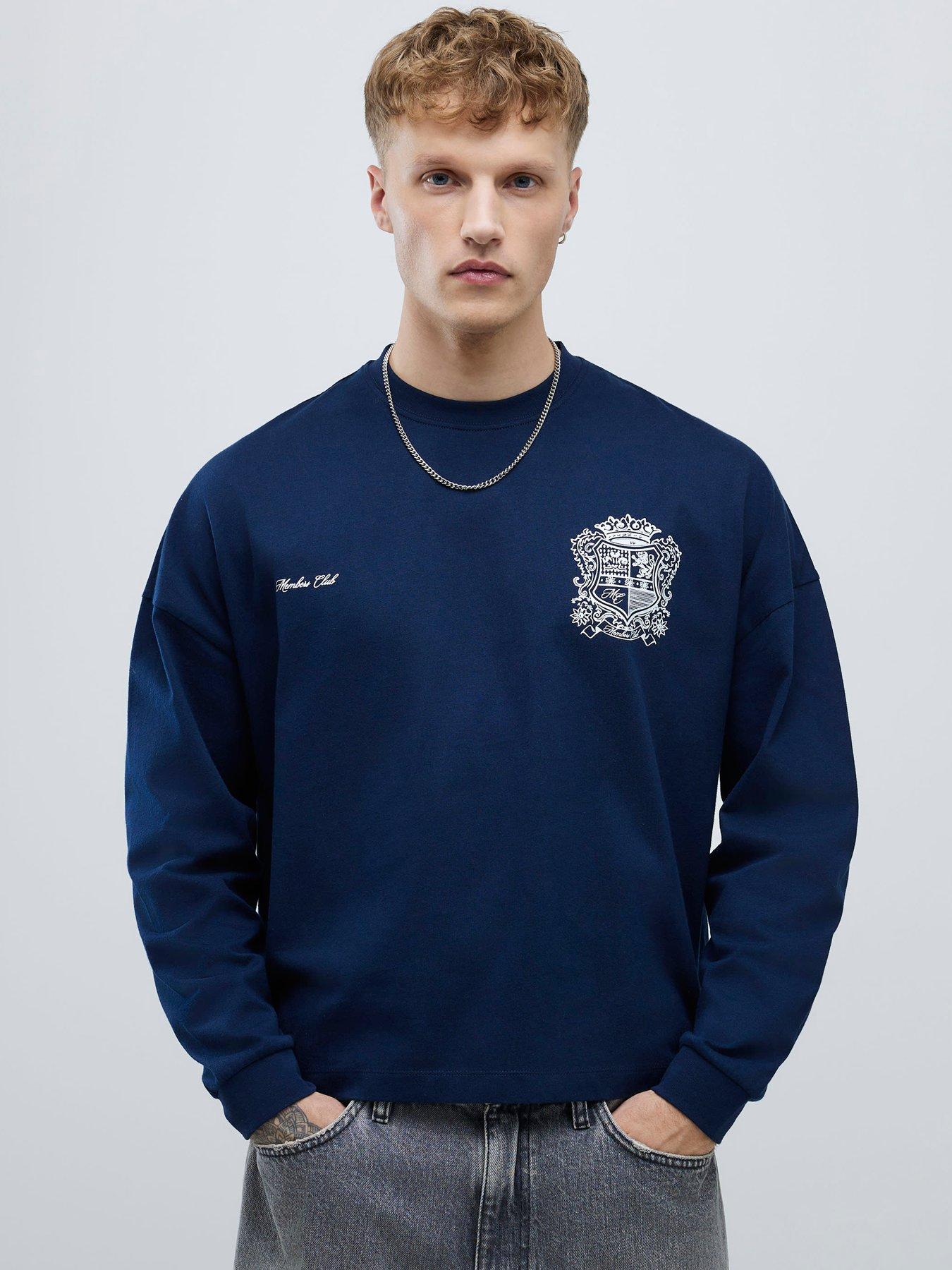 River Island Member Club Long Sleeve T-Shirt - Navy