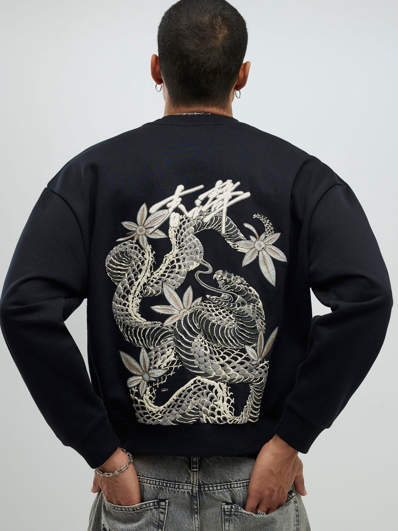 River Island River Island Regular Fit Japanese Snake Crew Sweat