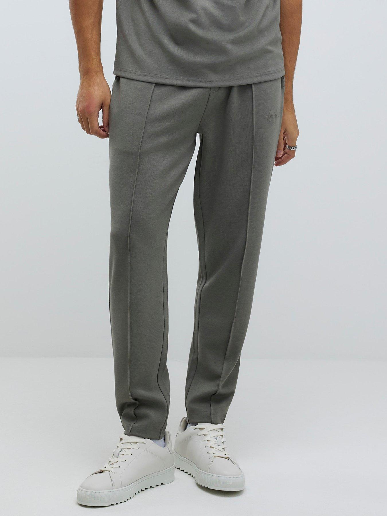 Image 3 of 6 of River Island Slim Interlock Pintuck Joggers - Khaki