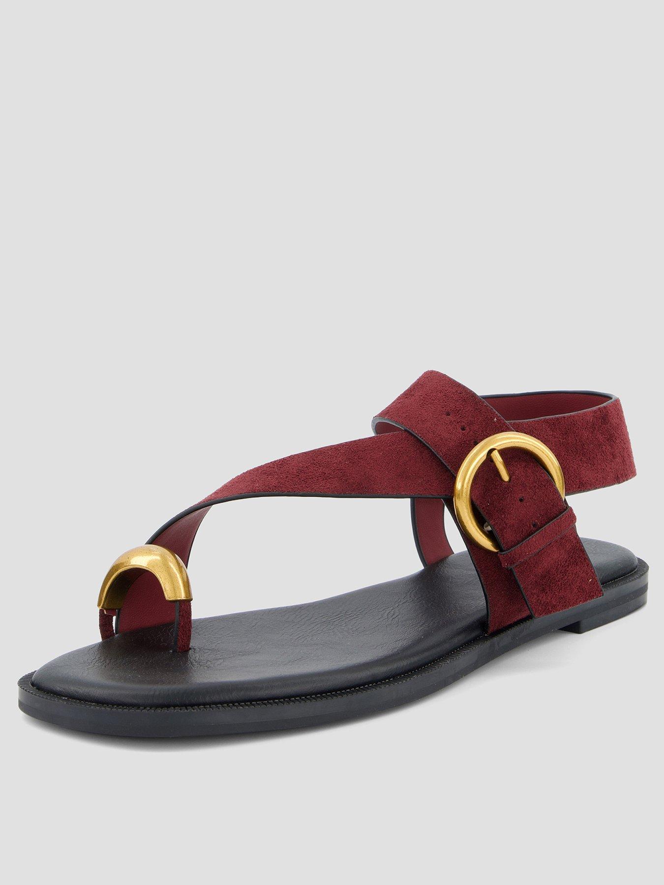 the-very-collection-flat-sandal-with-toe-ring-redstillFront
