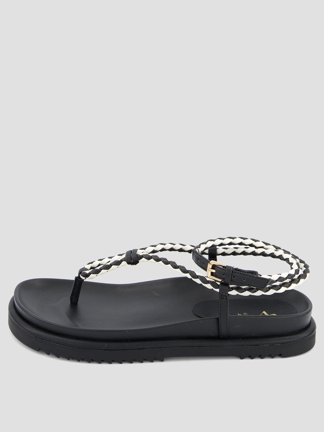 Image 2 of 7 of The Very Collection Roped Footbed Sandal - Black/White