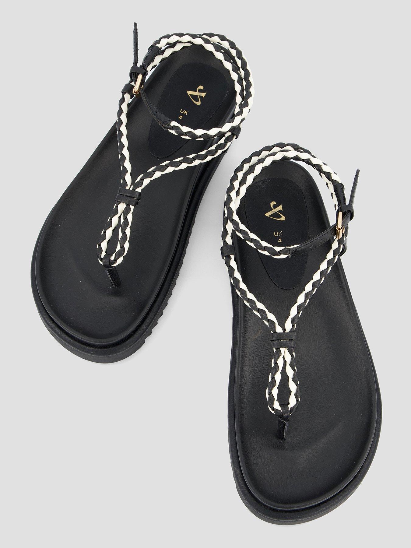 Image 3 of 7 of The Very Collection Roped Footbed Sandal - Black/White