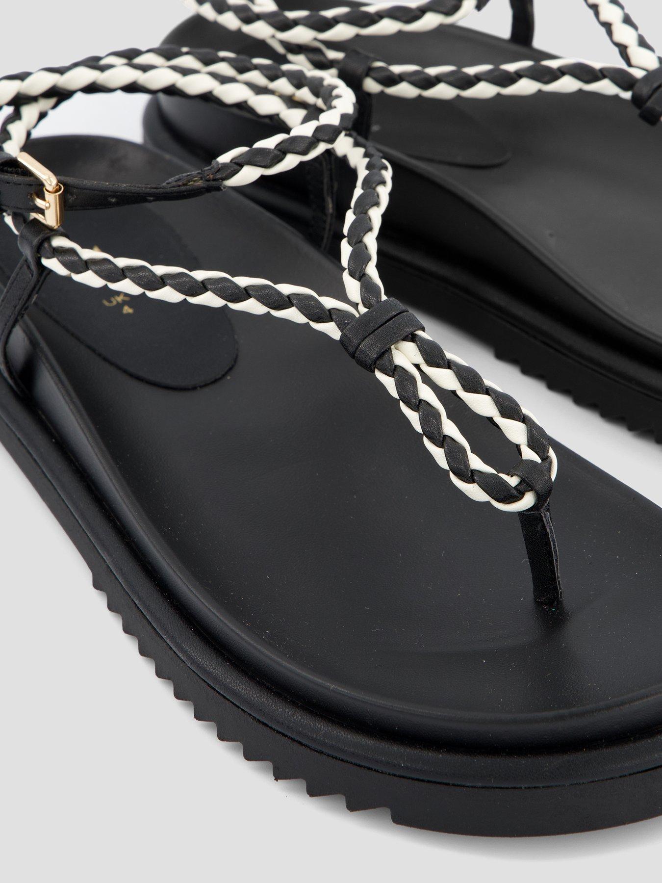 Image 5 of 7 of The Very Collection Roped Footbed Sandal - Black/White