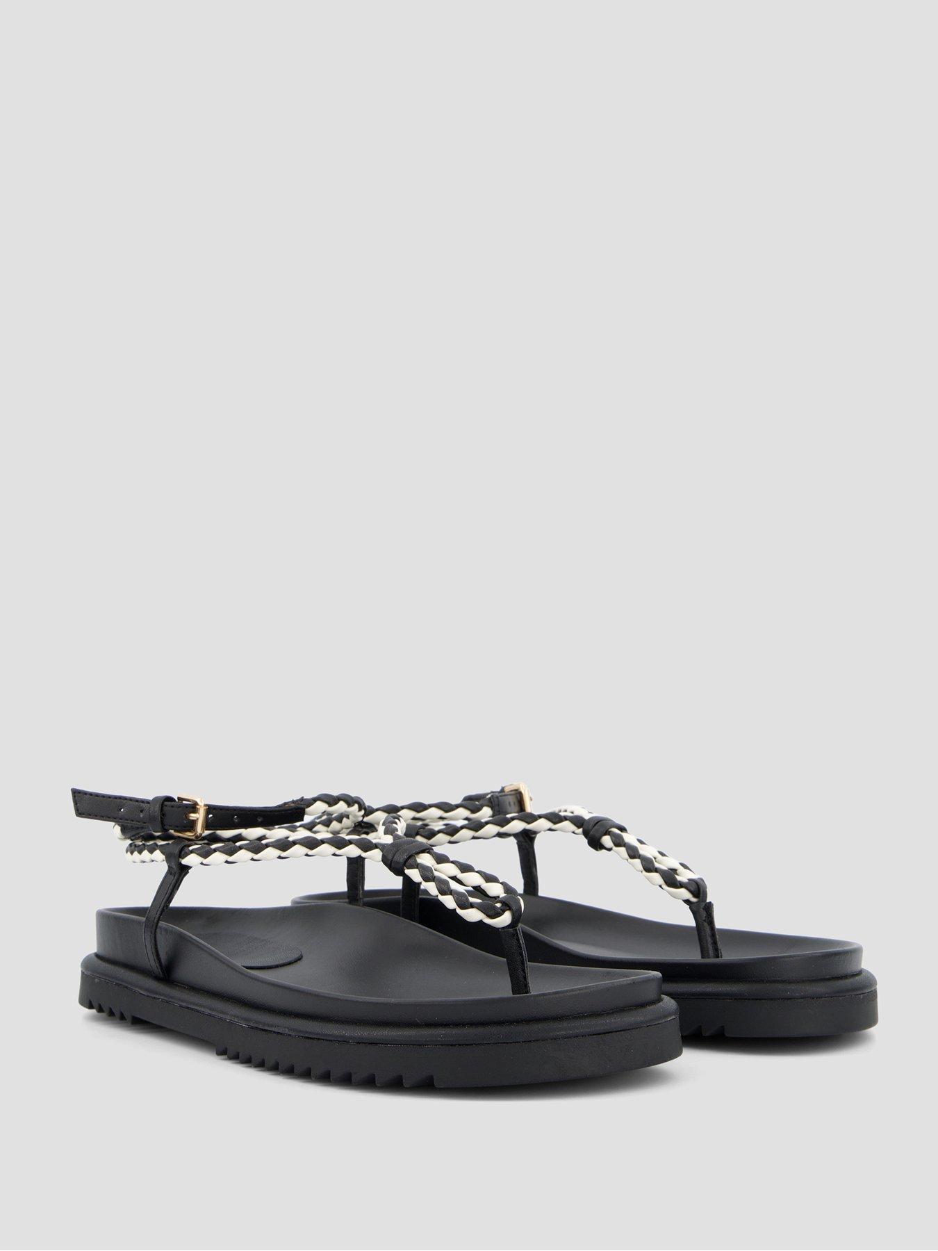 Image 6 of 7 of The Very Collection Roped Footbed Sandal - Black/White