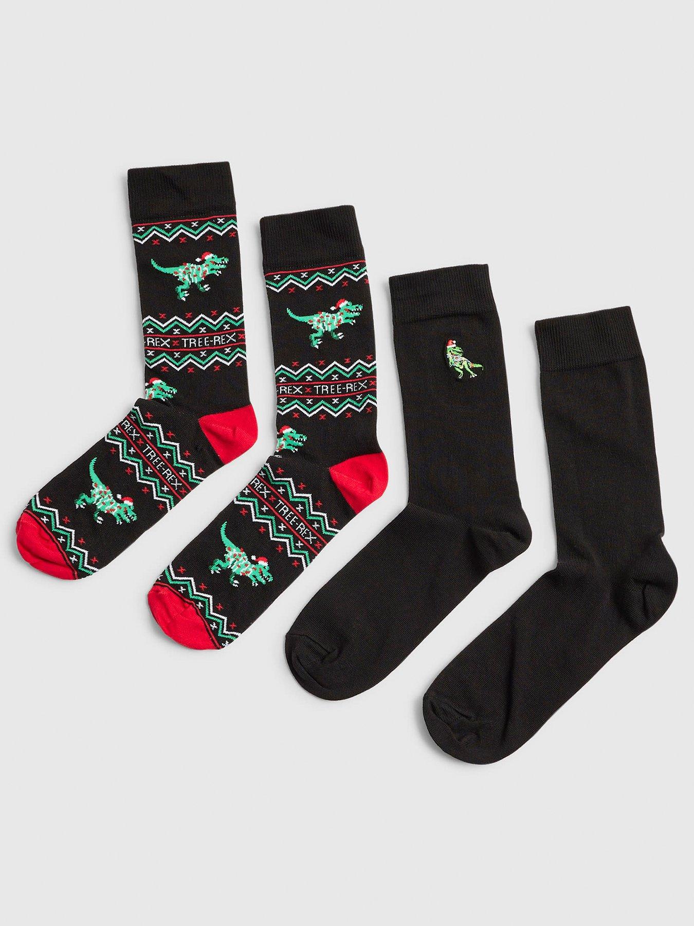 River Island 2 Pack Christmas Treerex Crew Socks - Black