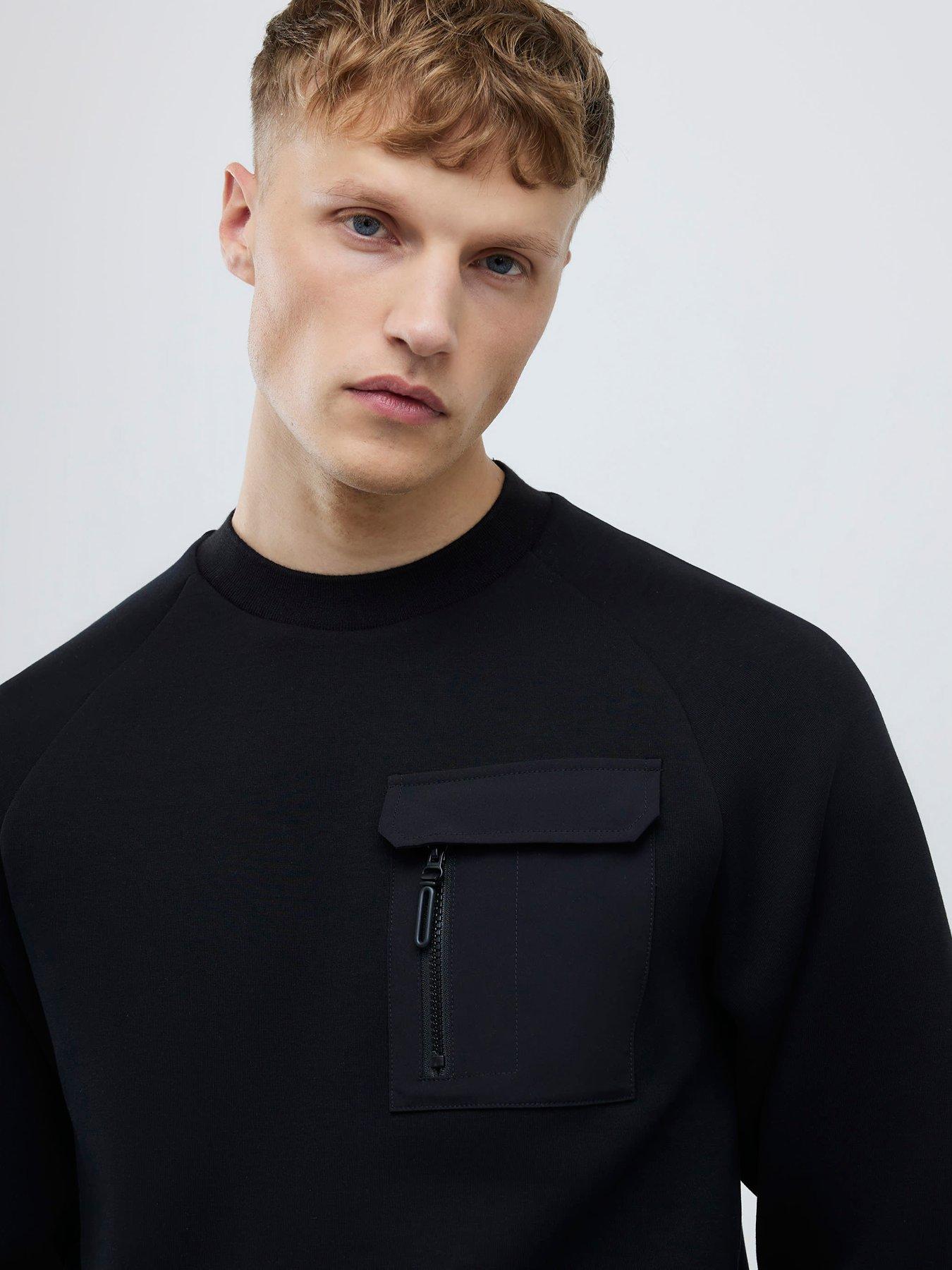 river-island-nylon-hybrid-crew-sweat-blackoutfit