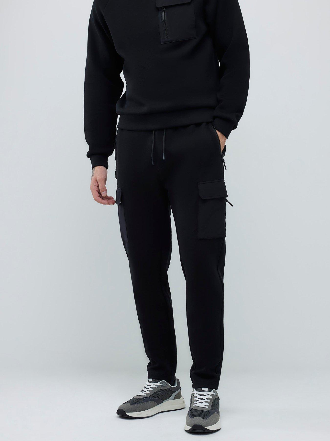 river-island-nylon-hybrid-joggers-black