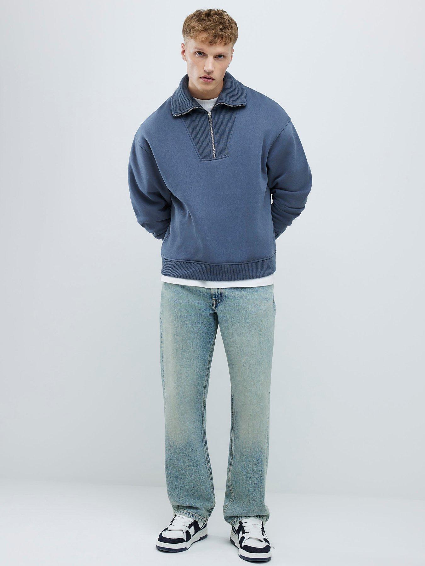 river-island-long-sleeve-essentials-regular-fit-ribbed-funnel-neck-sweat-top-greyback