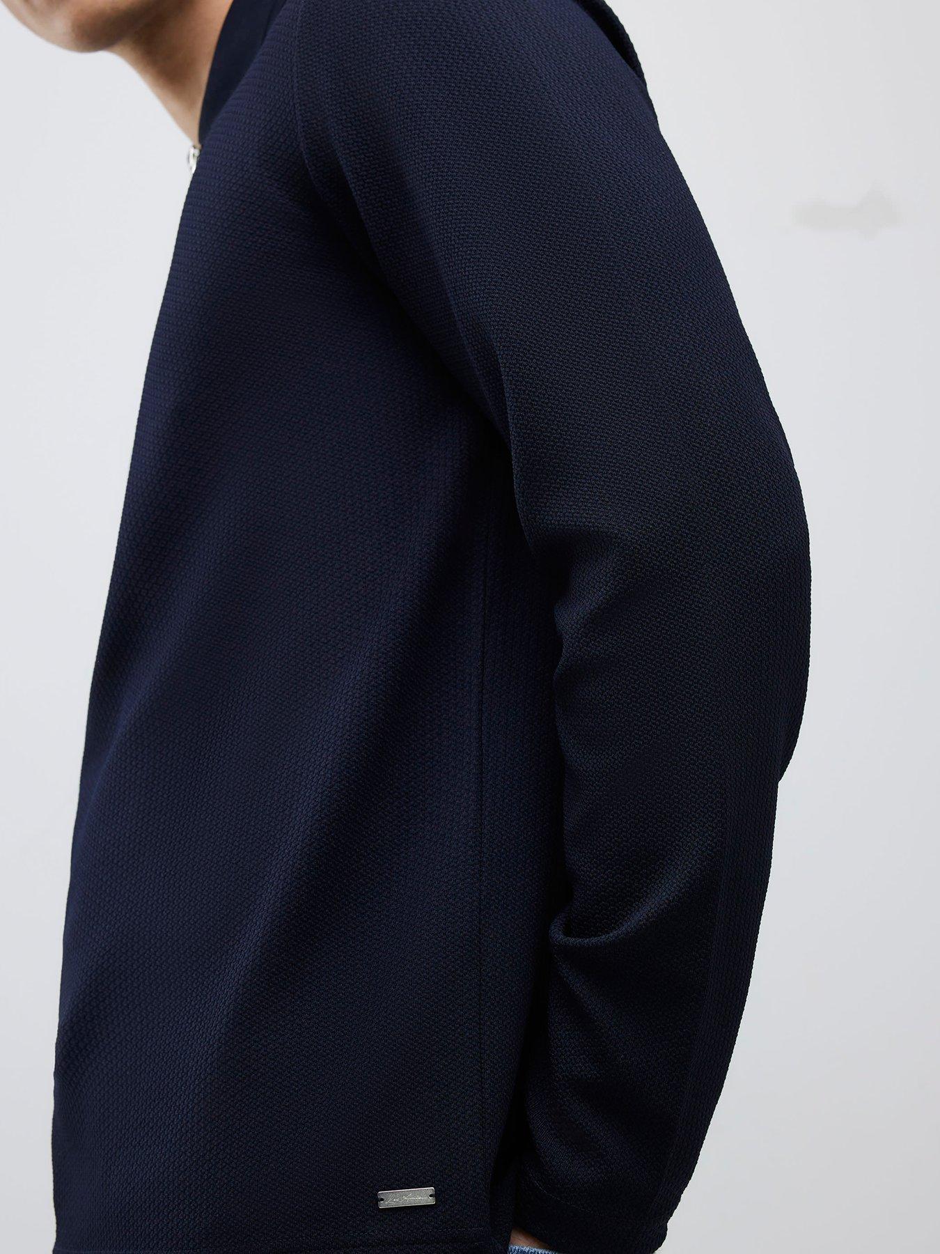 river-island-long-sleeve-slim-textured-poloshirt-navyoutfit