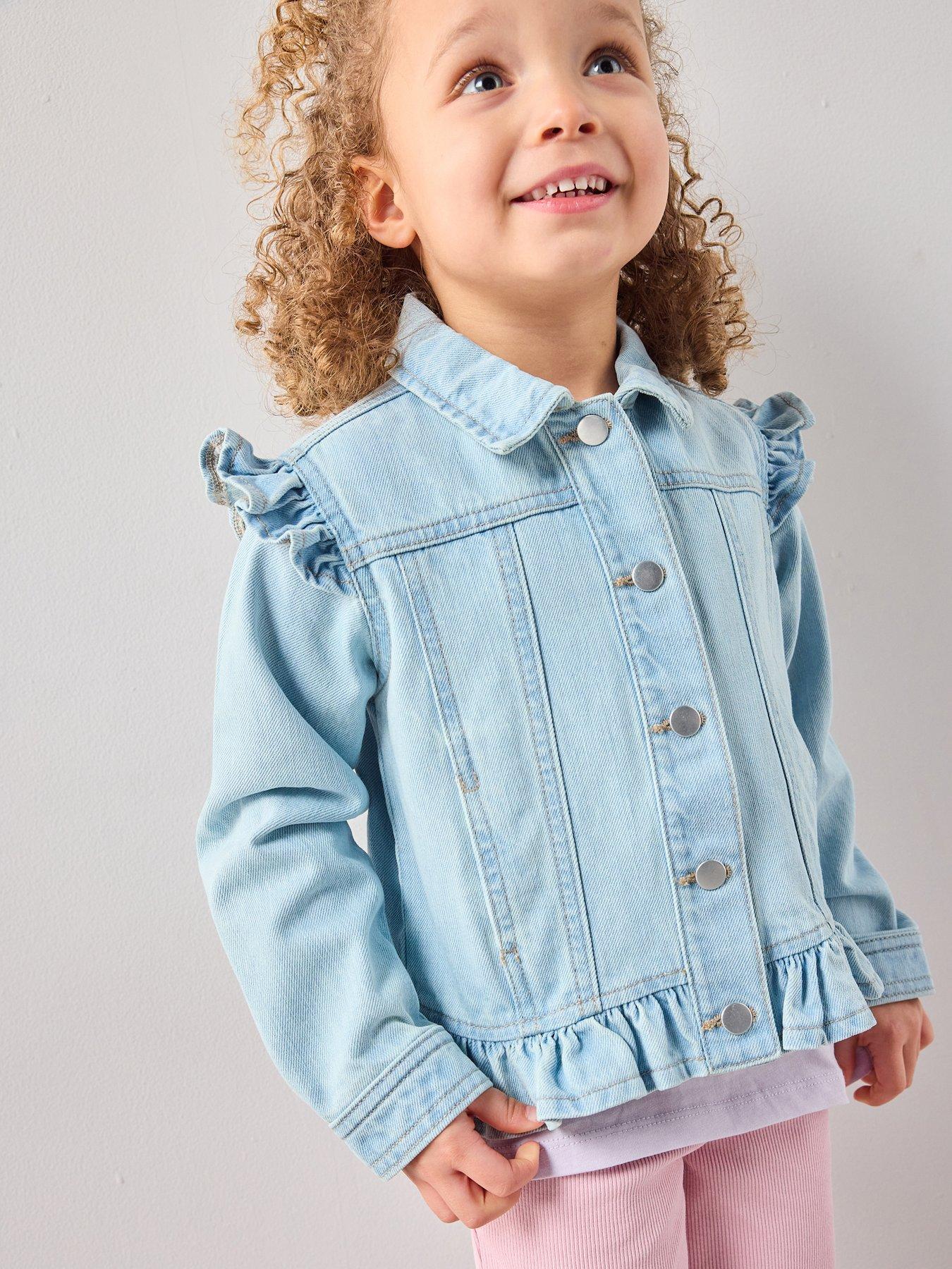 Image 1 of 6 of The Very Collection Girls Denim Frill Jacket - Mid Wash
