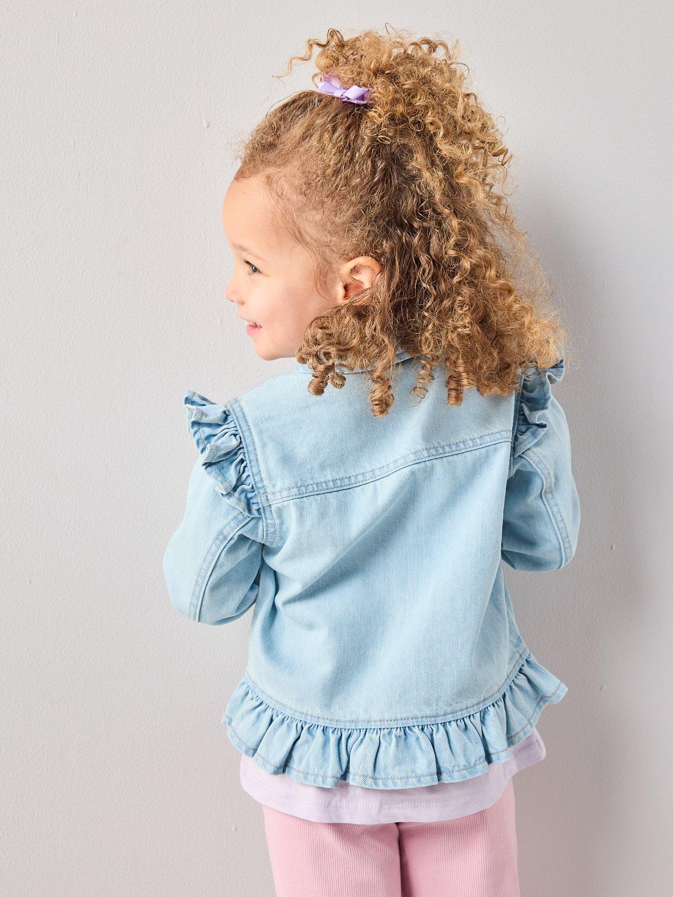 Image 2 of 6 of The Very Collection Girls Denim Frill Jacket - Mid Wash