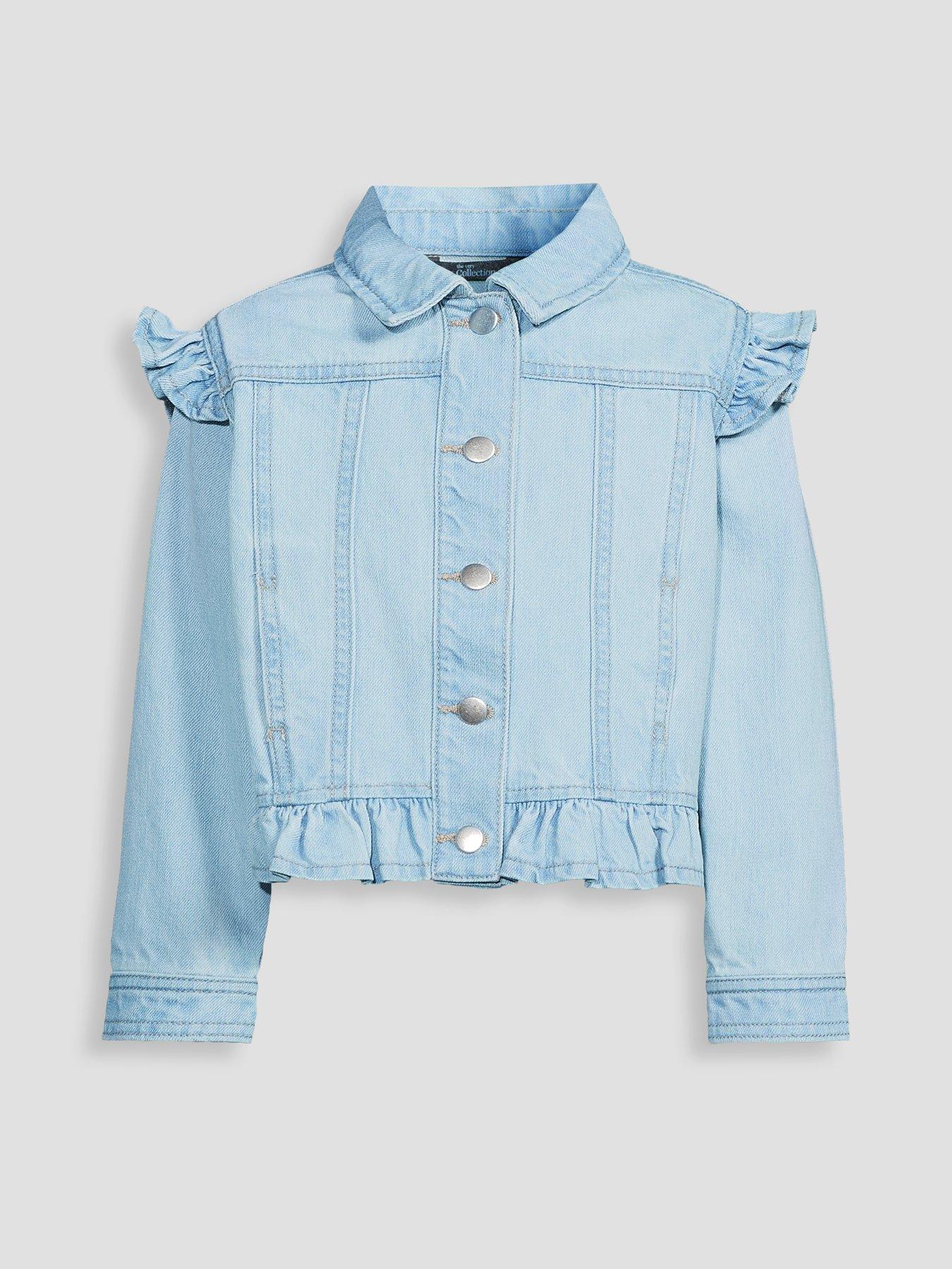 Image 6 of 6 of The Very Collection Girls Denim Frill Jacket - Mid Wash