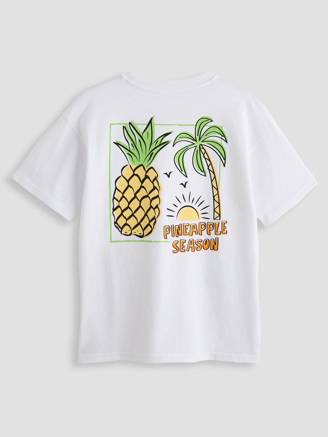 The Very Collection Boys Pineapple Graphic T-shirt - White