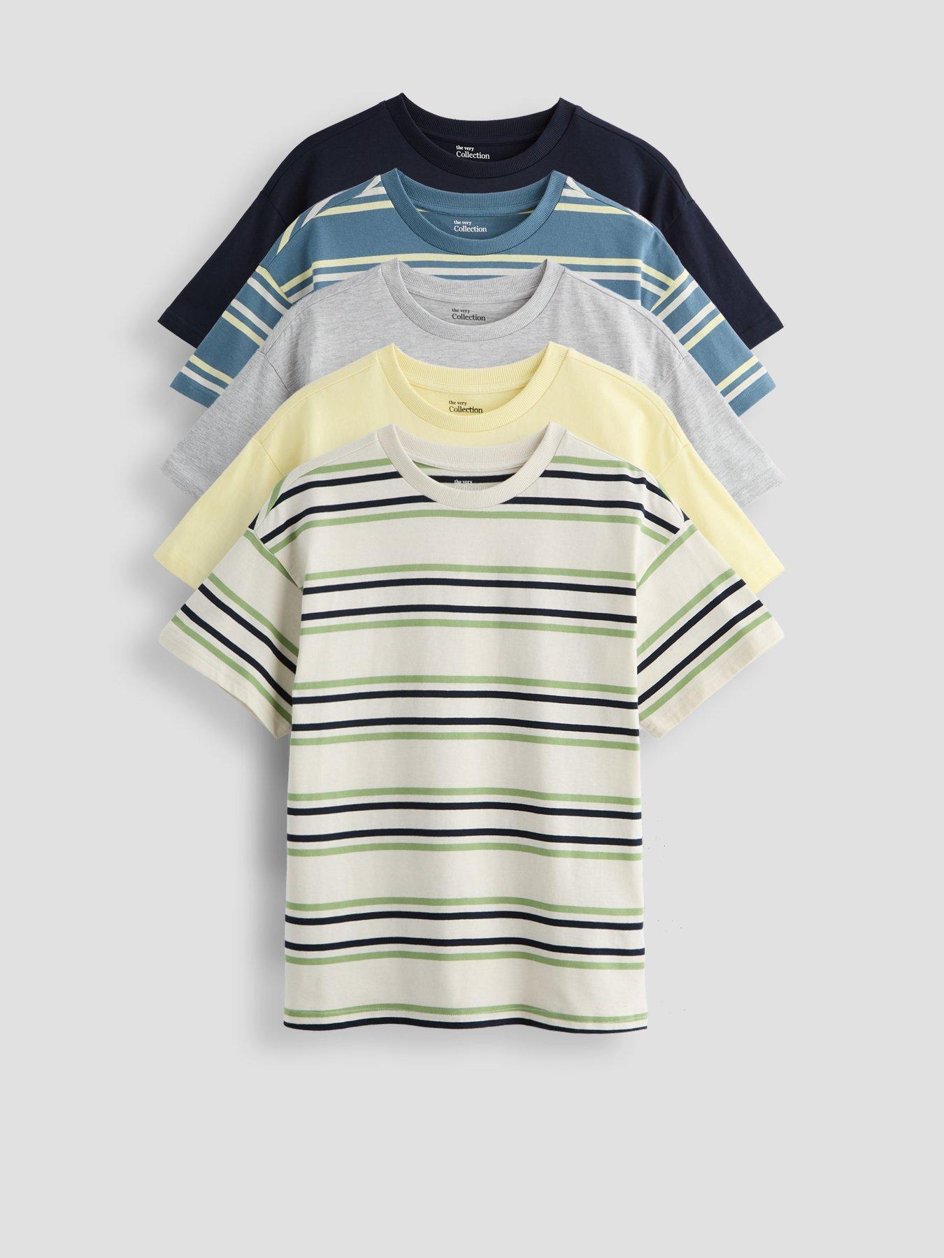 The Very Collection Boys 5 Pack Stripe Detail Tshirt
