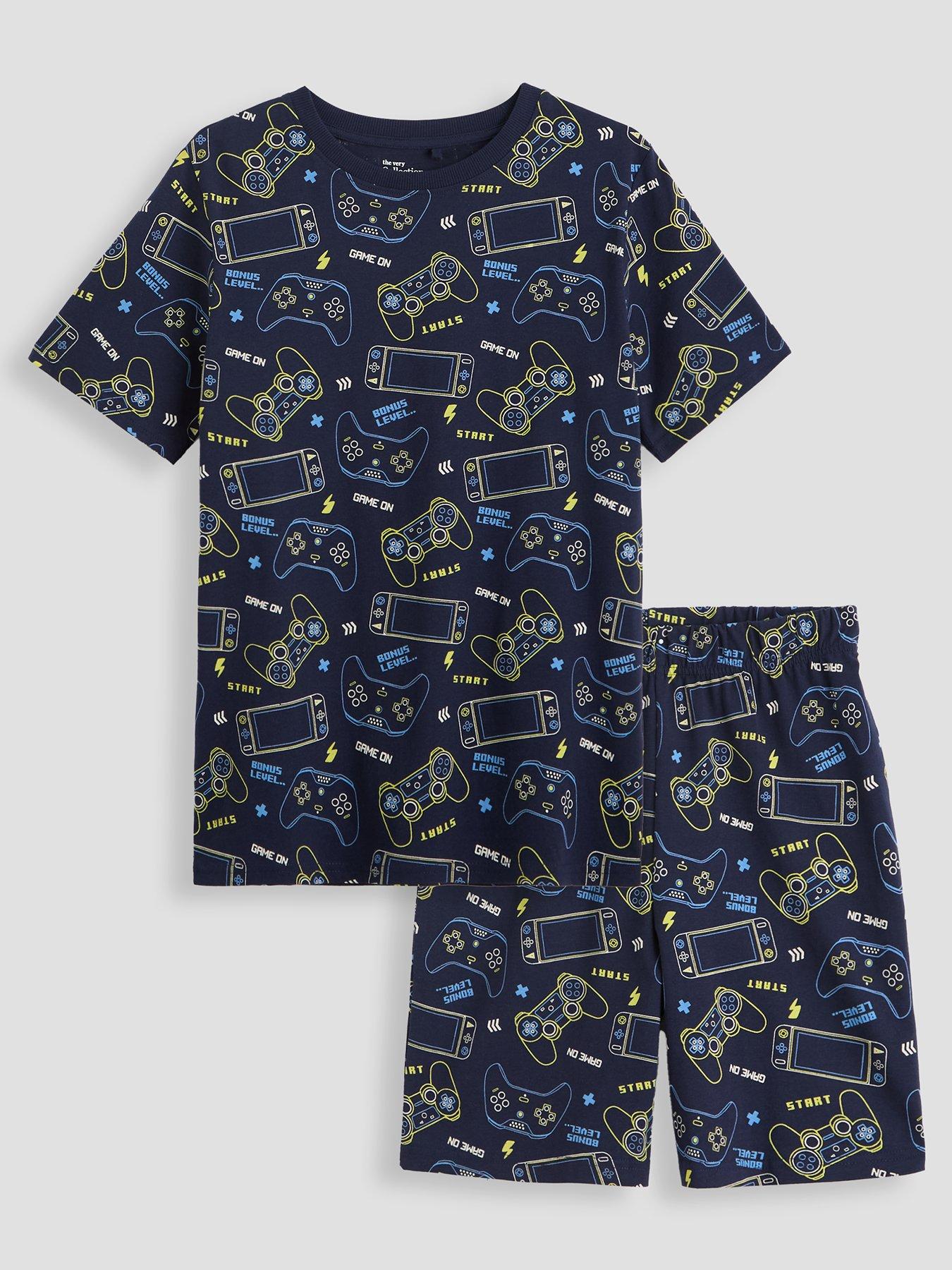 Image 1 of 4 of The Very Collection Boys Graphic Shortie Pyjama Set - Navy