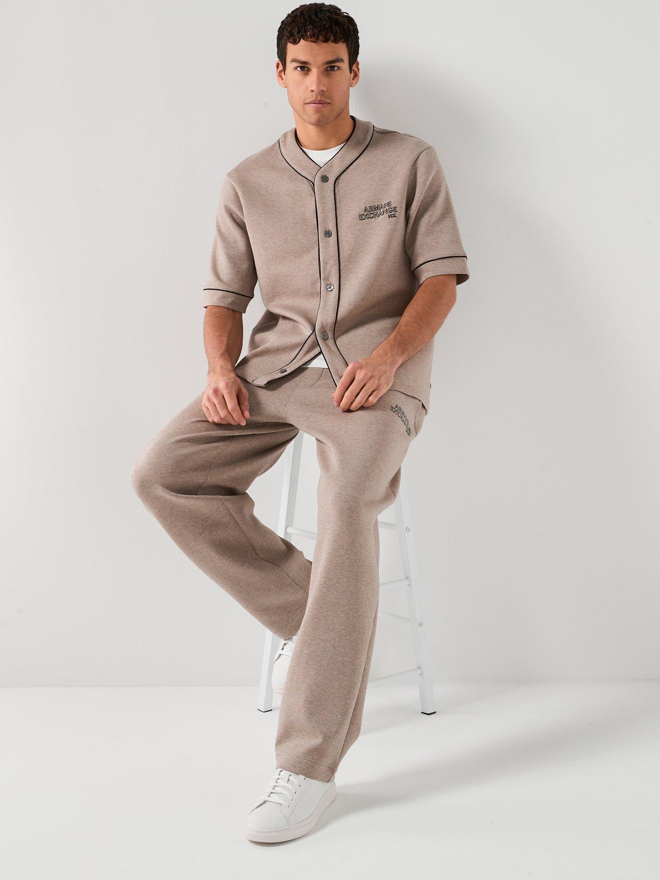 Image 4 of 6 of Armani Exchange Wide Leg Joggers - Light Brown
