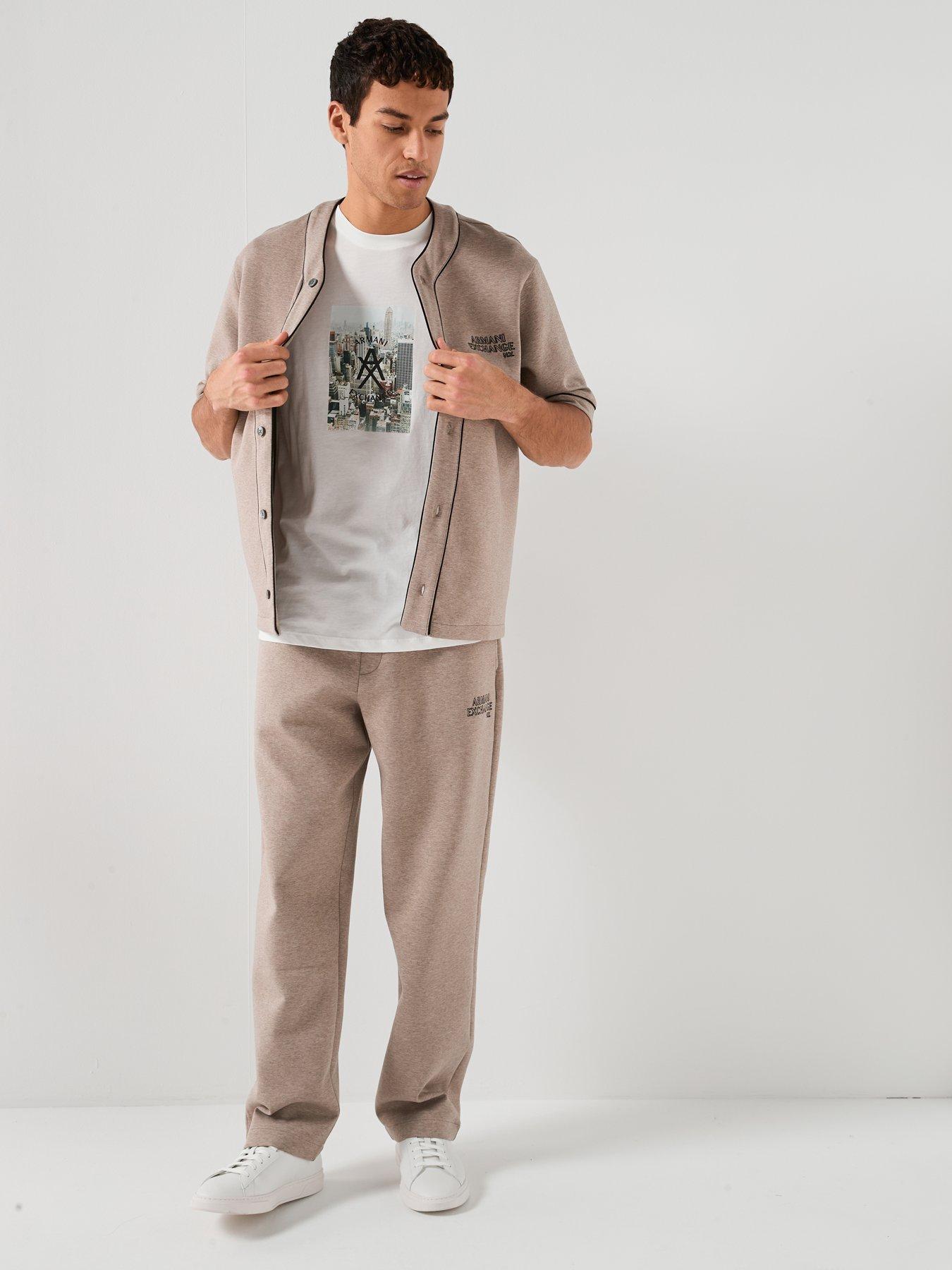 Image 5 of 6 of Armani Exchange Wide Leg Joggers - Light Brown