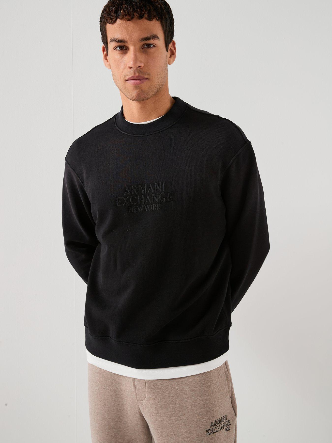 armani-exchange-tonal-chest-logo-washed-crew-sweater-blackfront