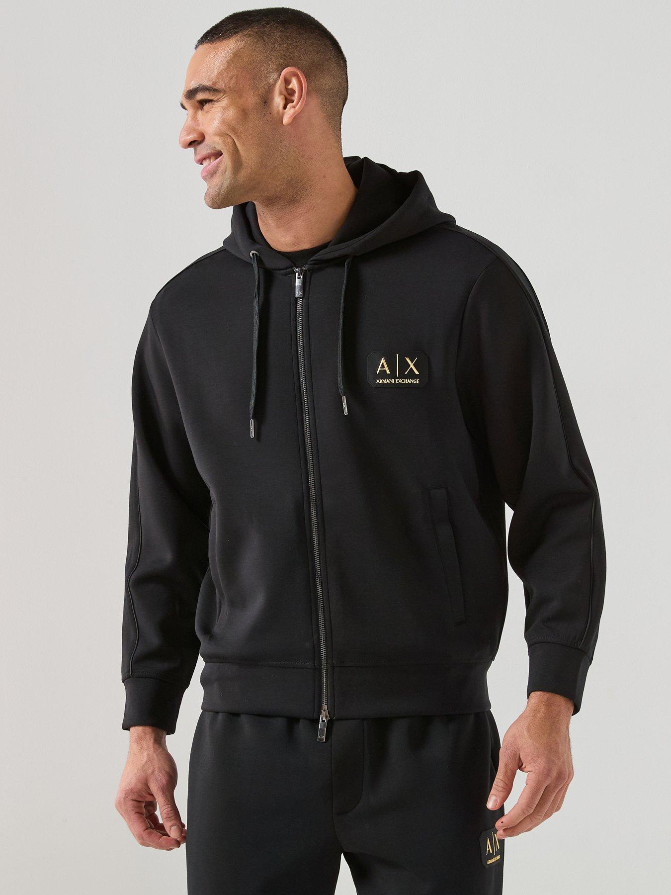 Armani Exchange Armani Exchange Black/gold Logo Zip Through Hoodie - Black