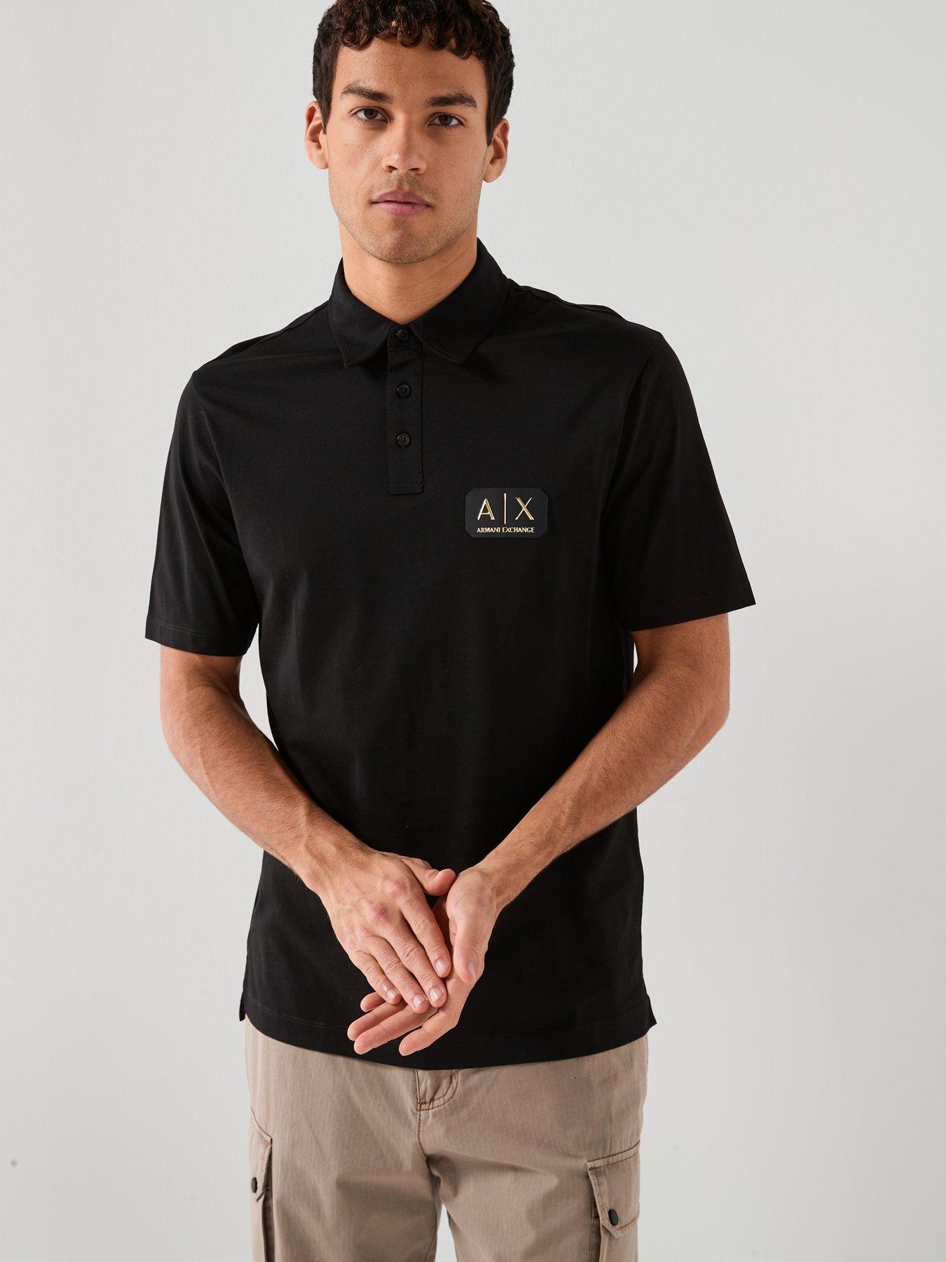 Image 1 of 5 of Armani Exchange Regular Fit Short Sleeve Polo Shirt - Black