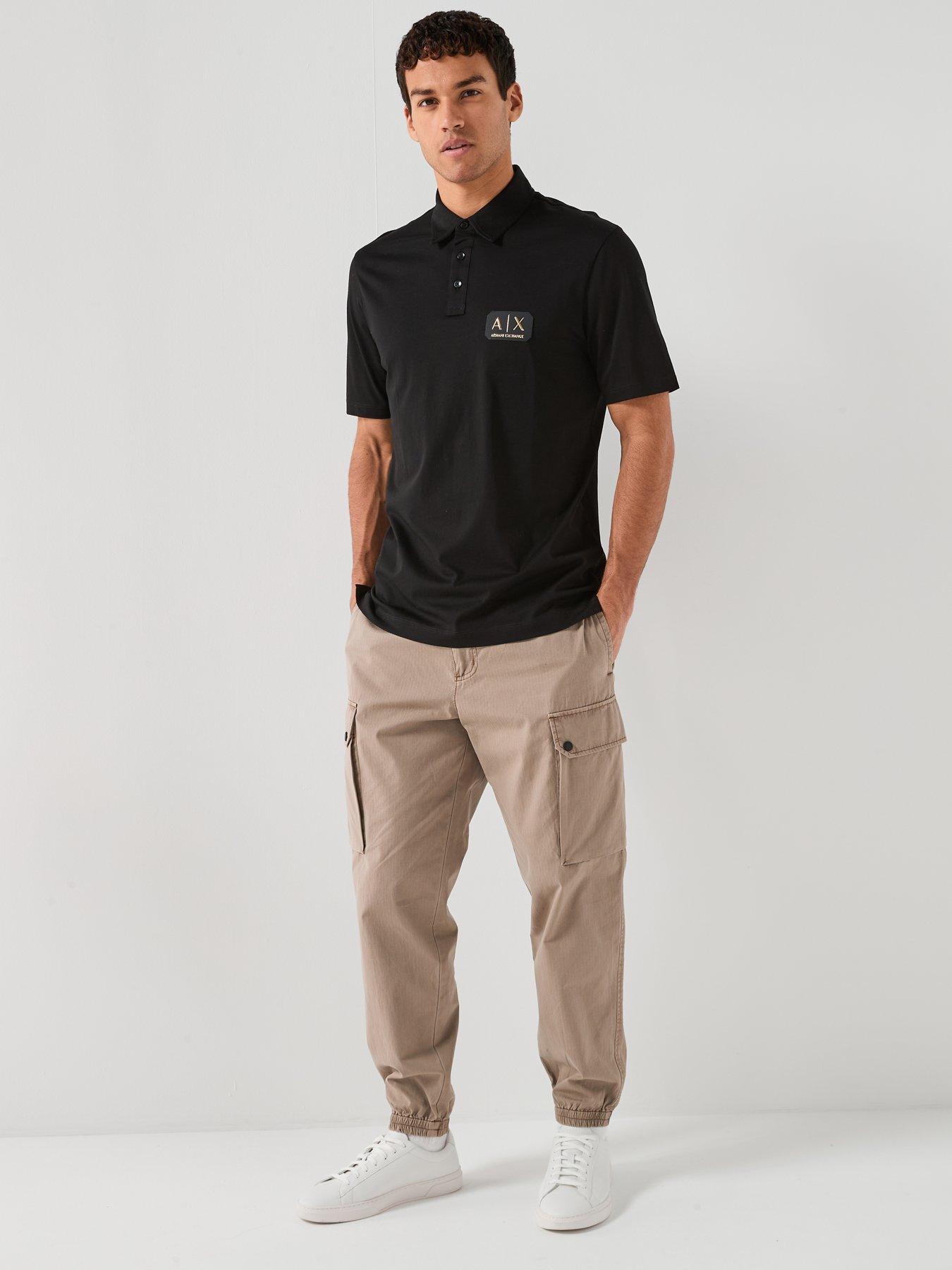 Image 3 of 5 of Armani Exchange Regular Fit Short Sleeve Polo Shirt - Black