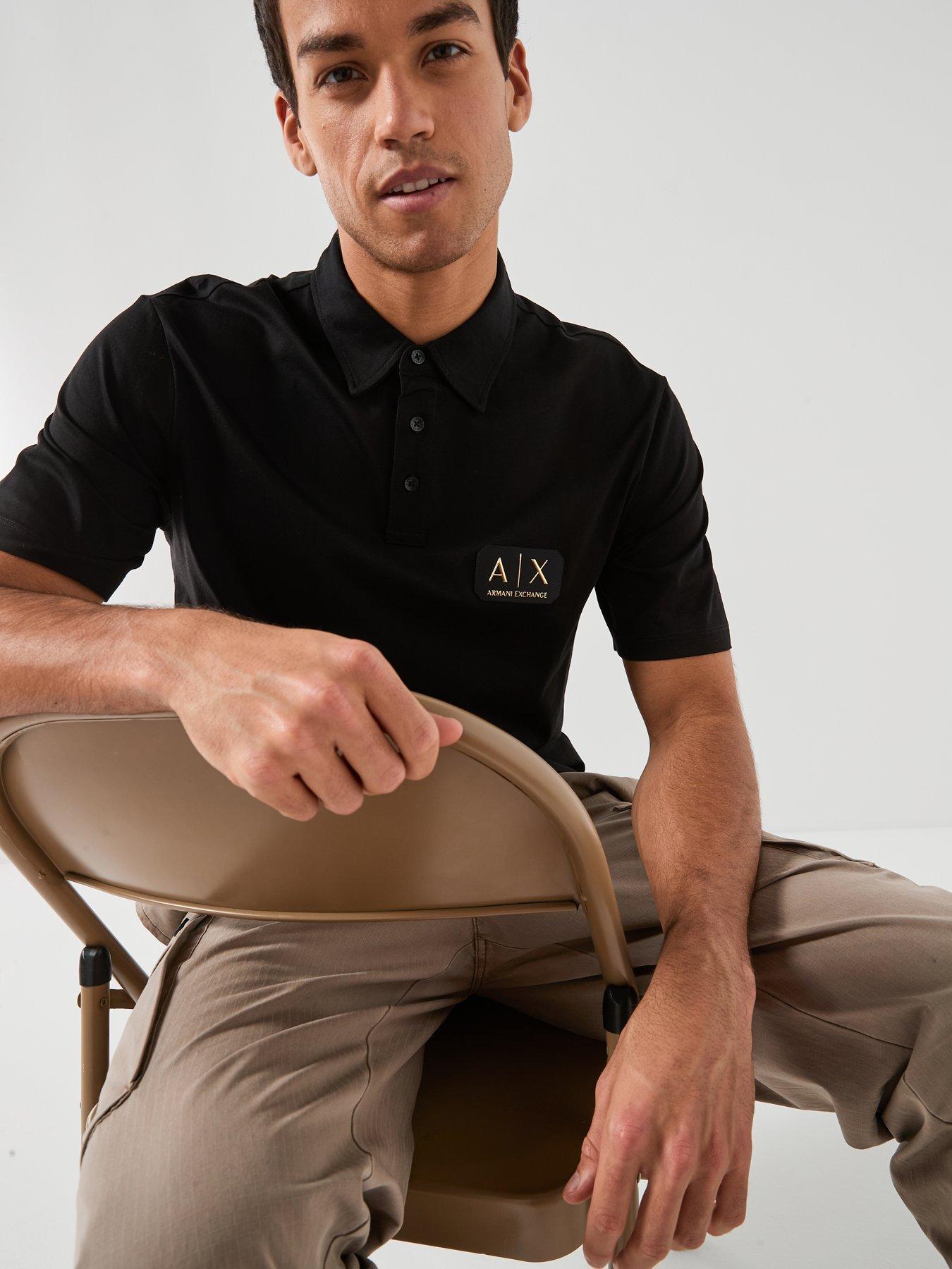 Image 4 of 5 of Armani Exchange Regular Fit Short Sleeve Polo Shirt - Black