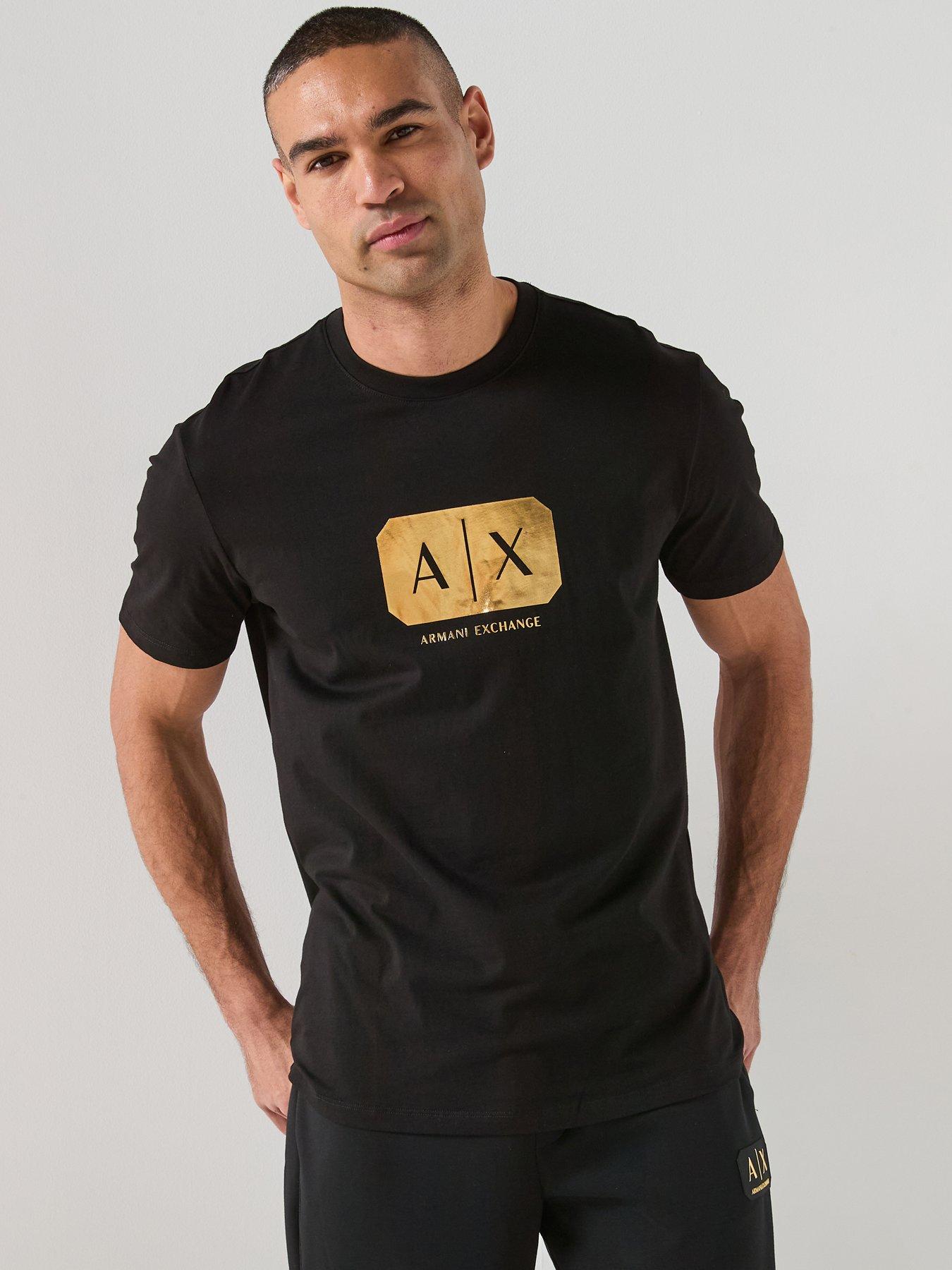 Armani Exchange Armani Exchange Black/gold Box Logo T-shirt - Black