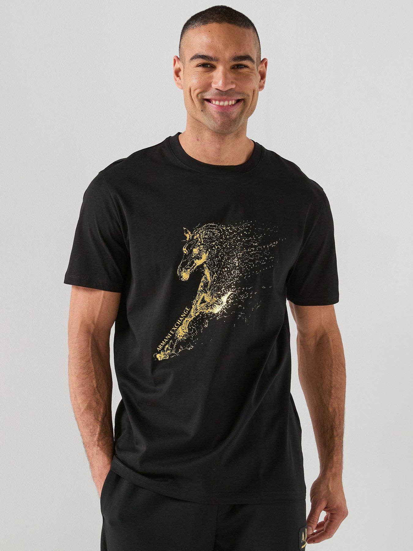armani-exchange-gold-horse-print-t-shirt-black