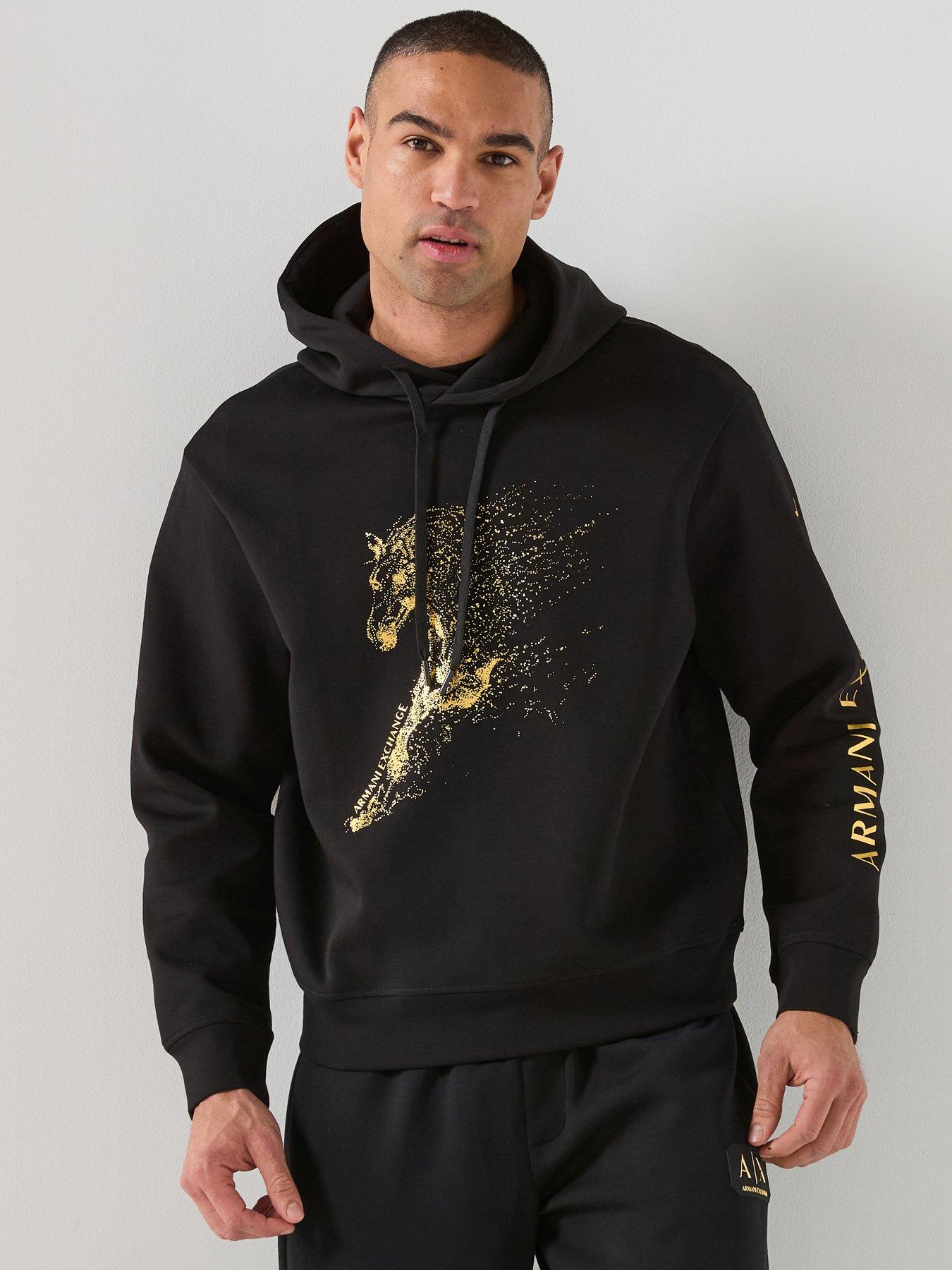 Armani Exchange Armani Exchange Cny Gold Horse Print Overhead Hoodie - Black